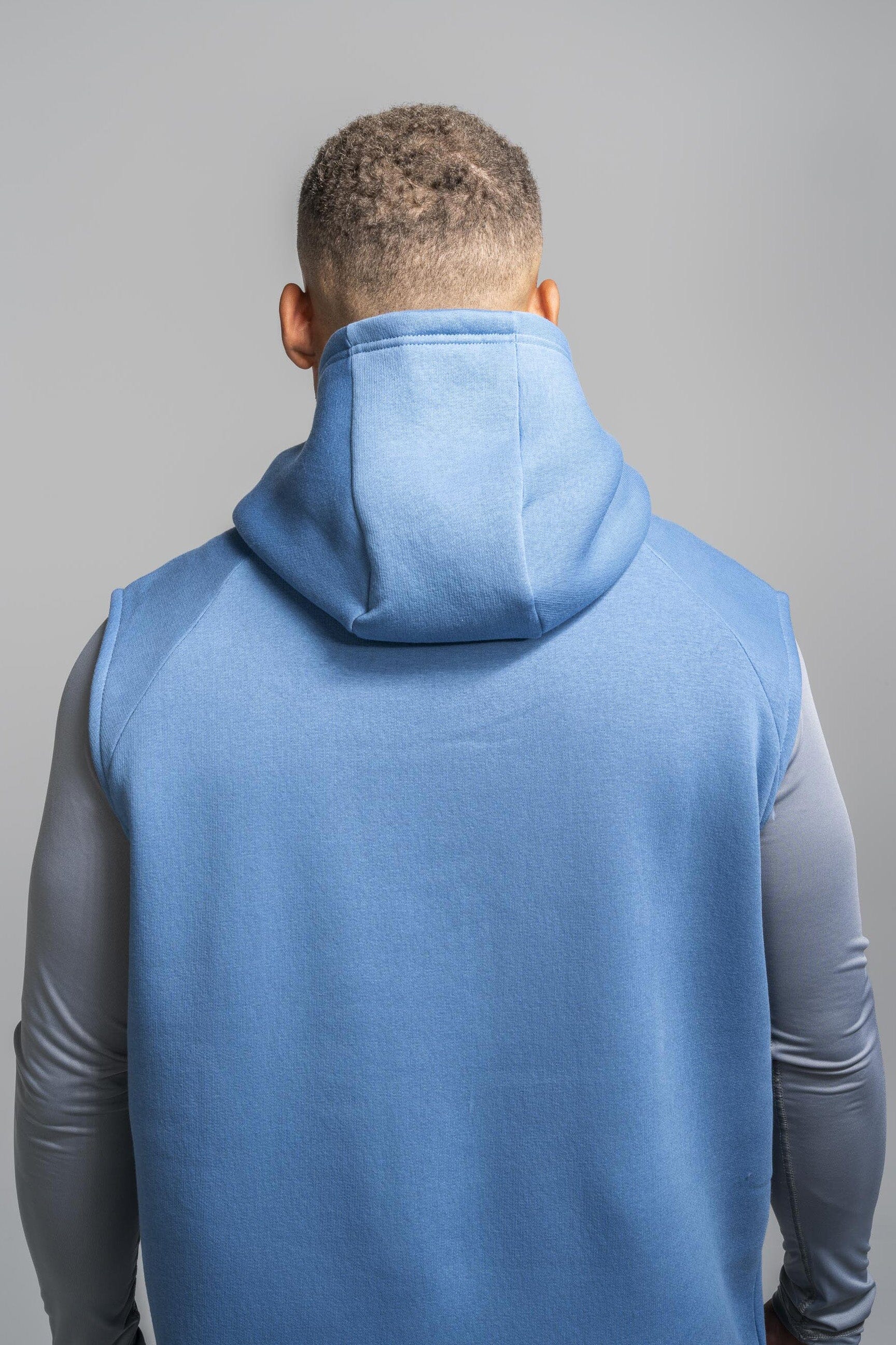 BRUCE BOLT "BOLT" Sleeveless Hoodie - BABY BLUE w/ Red Bolt- quickbuy