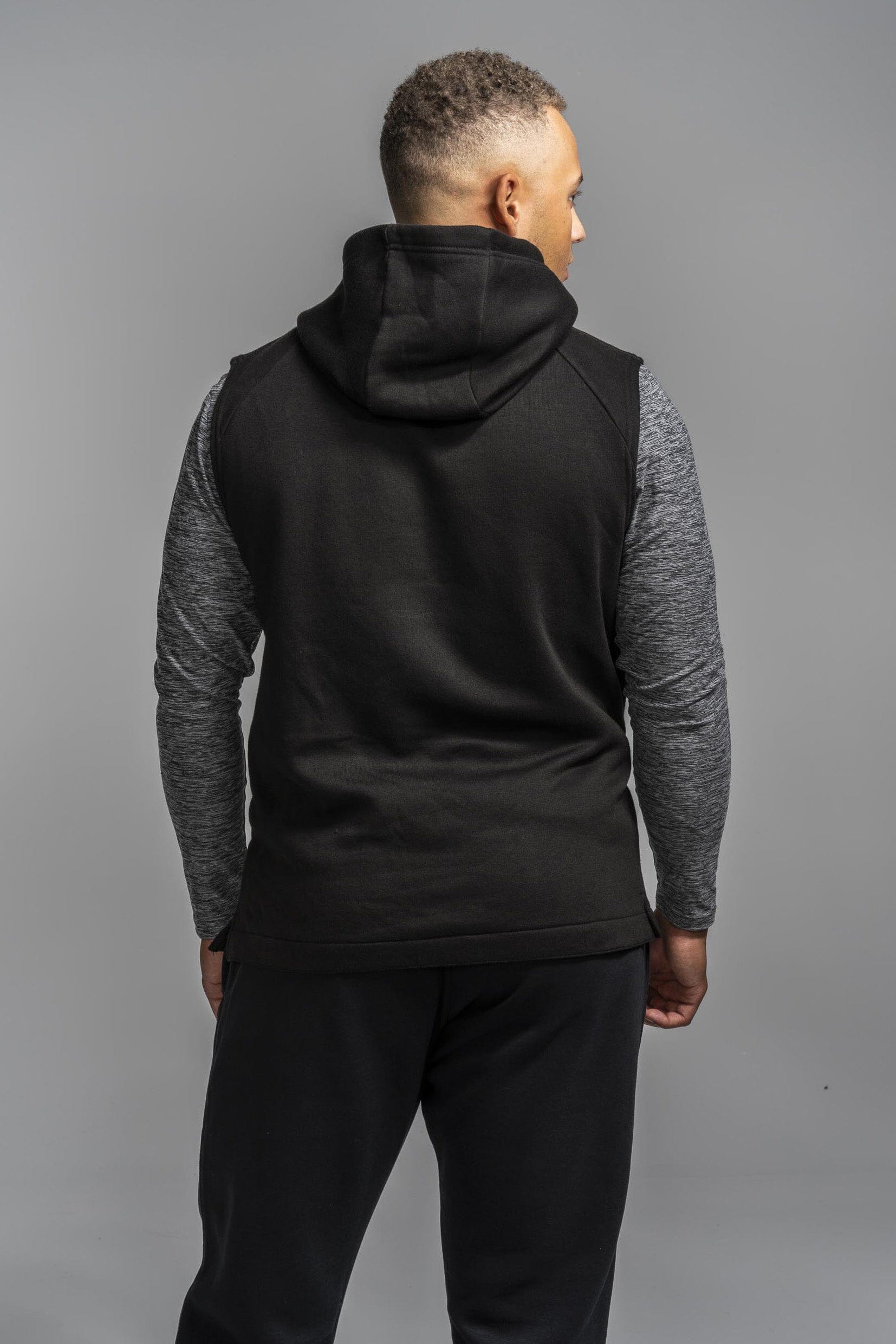 BRUCE BOLT "BOLT" Sleeveless Hoodie - BLACK w/ Black Bolt- quickbuy