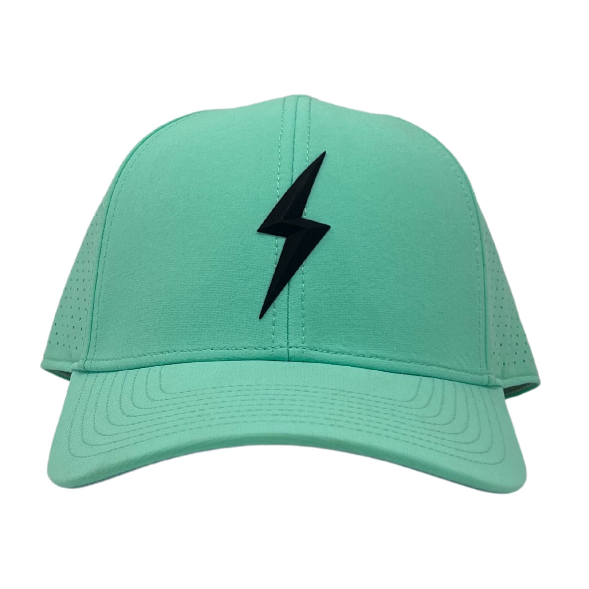 BRUCE BOLT Classic 6-Panel Snapback Hat - MINT w/ BLACK BOLT- quickbuy