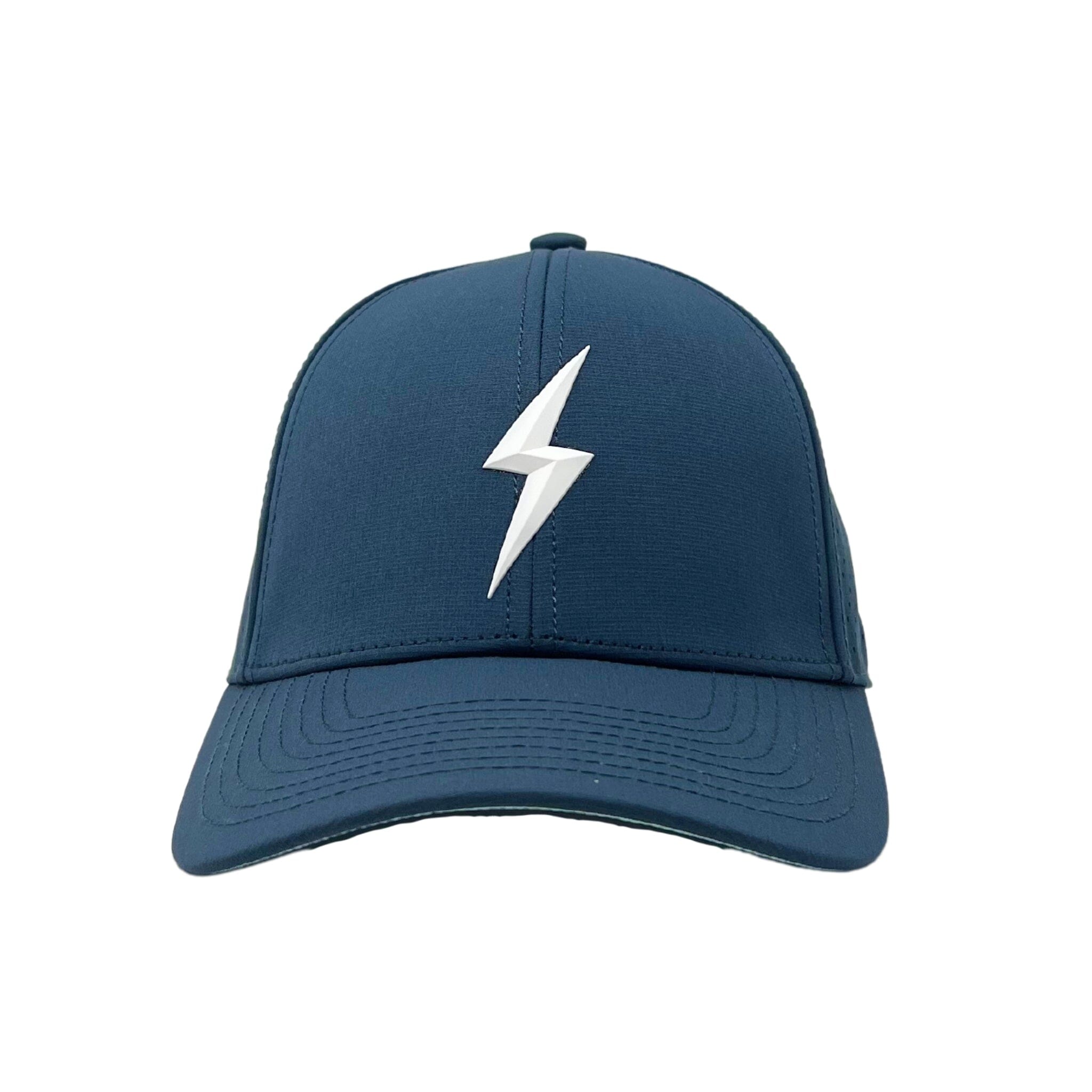 BRUCE BOLT Classic 6-Panel Snapback Hat - NAVY w/ WHITE BOLT- quickbuy