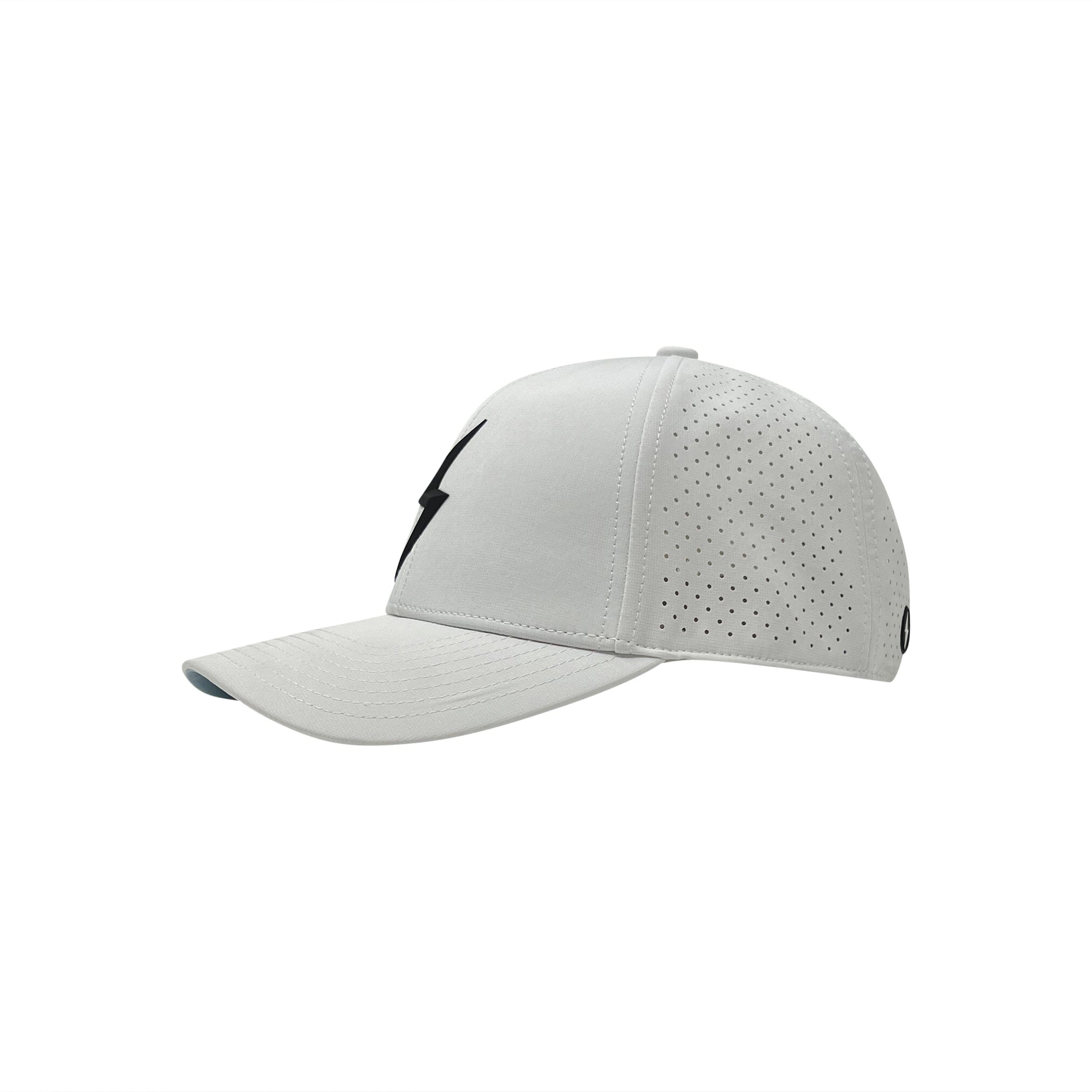 BRUCE BOLT Classic 6-Panel Snapback Hat - WHITE w/ BLACK BOLT- quickbuy