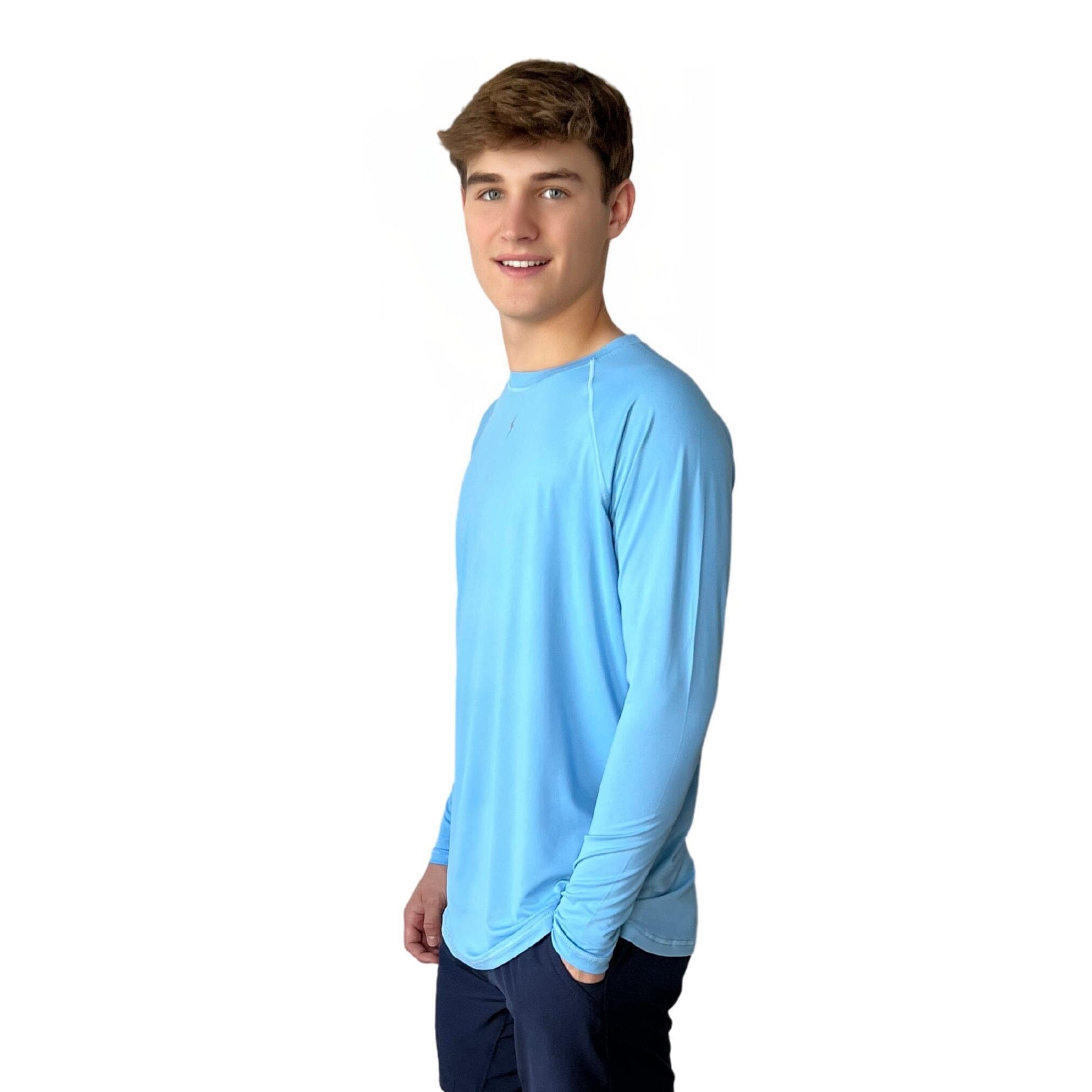 BRUCE BOLT Long Sleeve Performance T-Shirt with Reflective Bolt - BABY BLUE- quickbuy