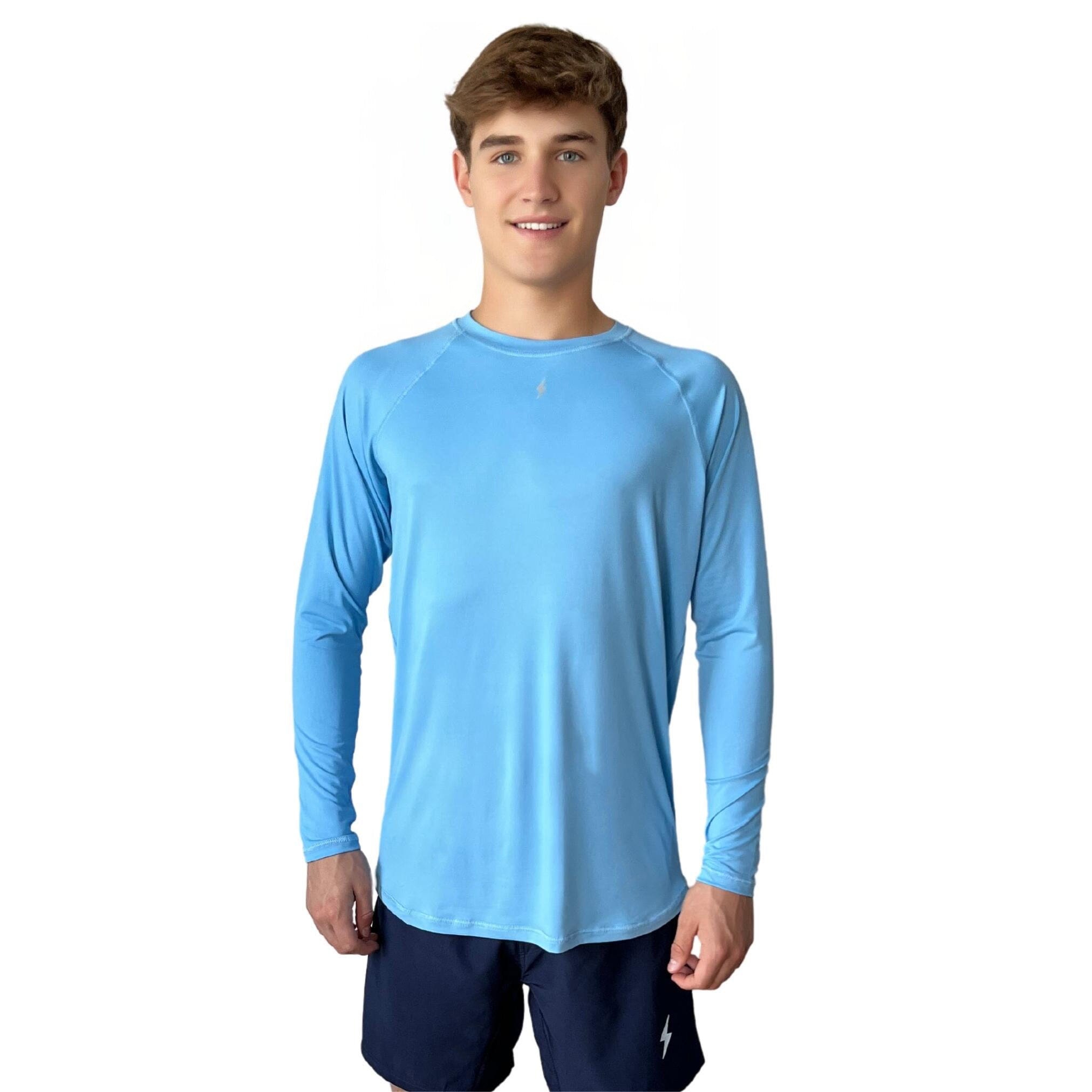 BRUCE BOLT Long Sleeve Performance T-Shirt with Reflective Bolt - BABY BLUE- quickbuy