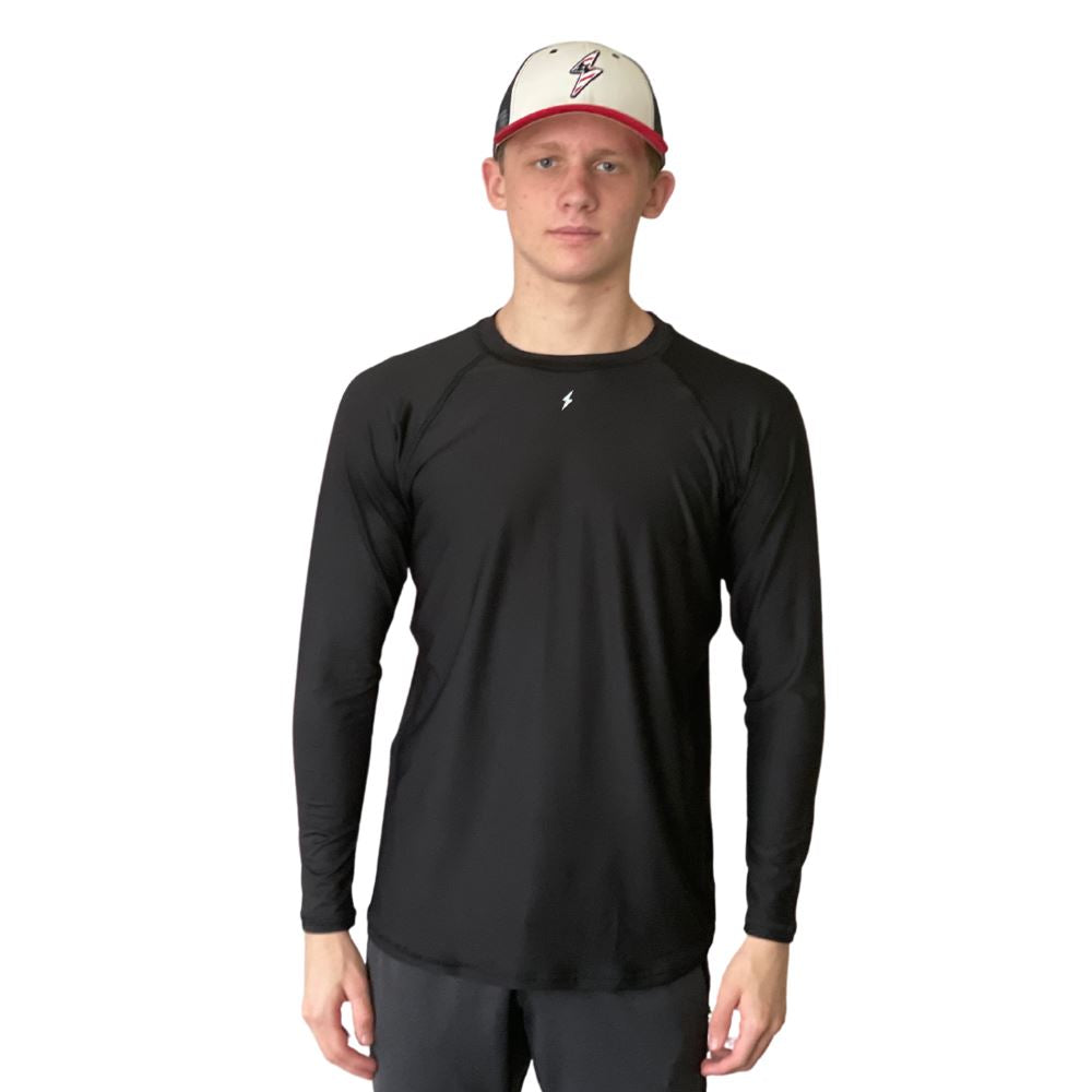 BRUCE BOLT Long Sleeve Performance T-Shirt with Reflective Bolt - BLACK- quickbuy