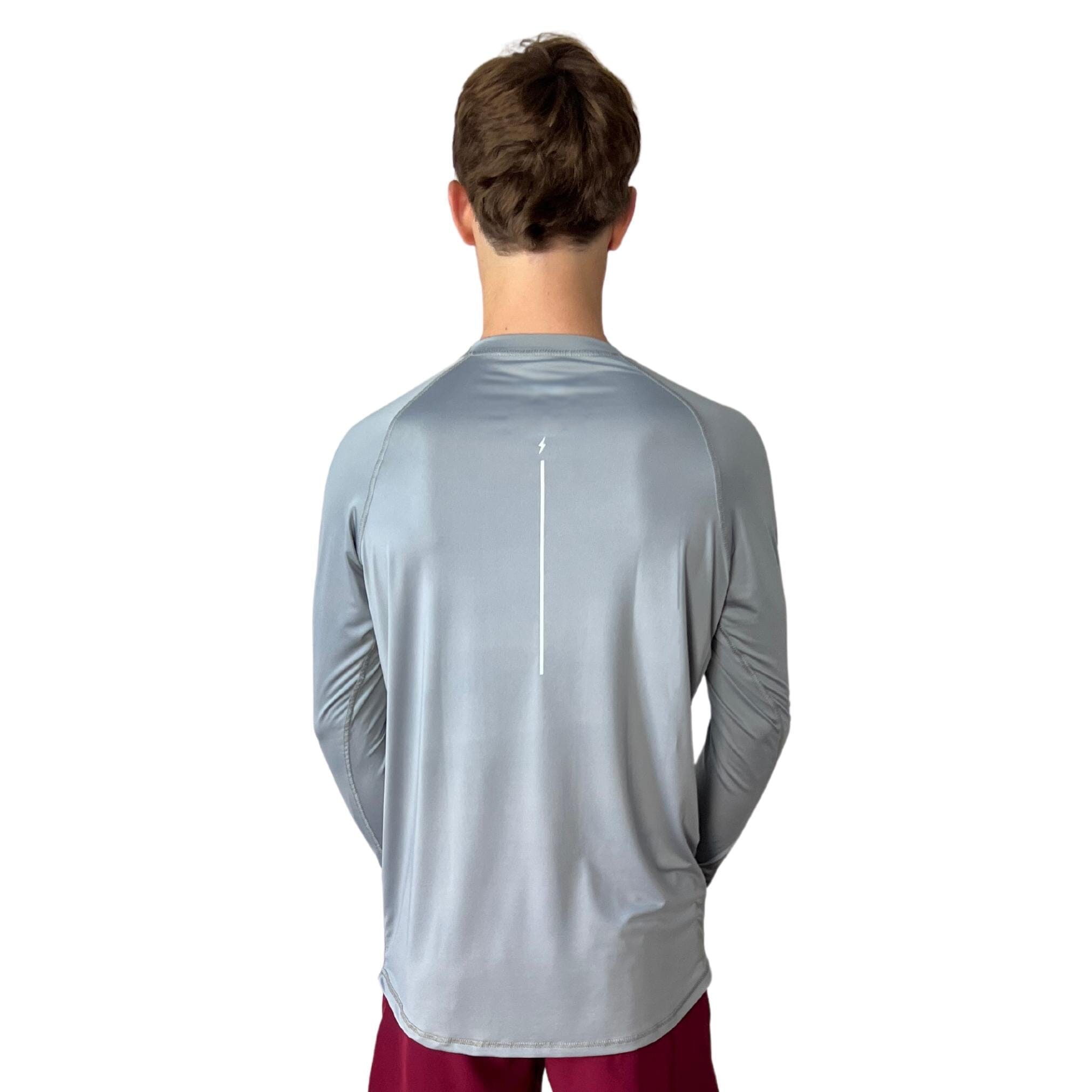 BRUCE BOLT Long Sleeve Performance T-Shirt with Reflective Bolt - GREY- quickbuy