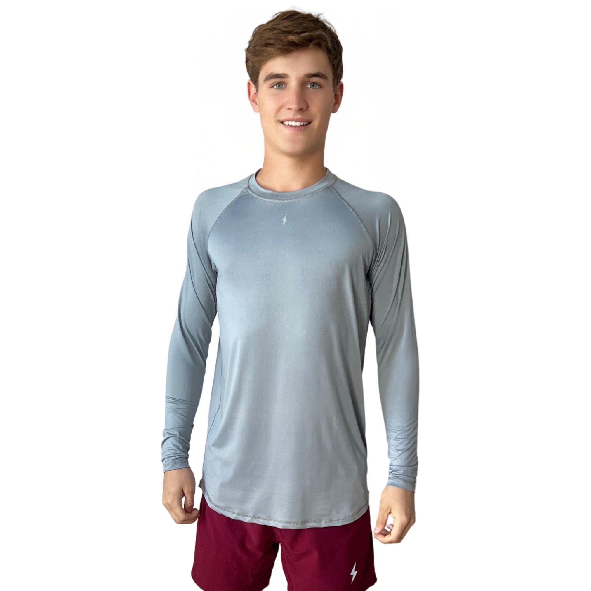 BRUCE BOLT Long Sleeve Performance T-Shirt with Reflective Bolt - GREY- quickbuy