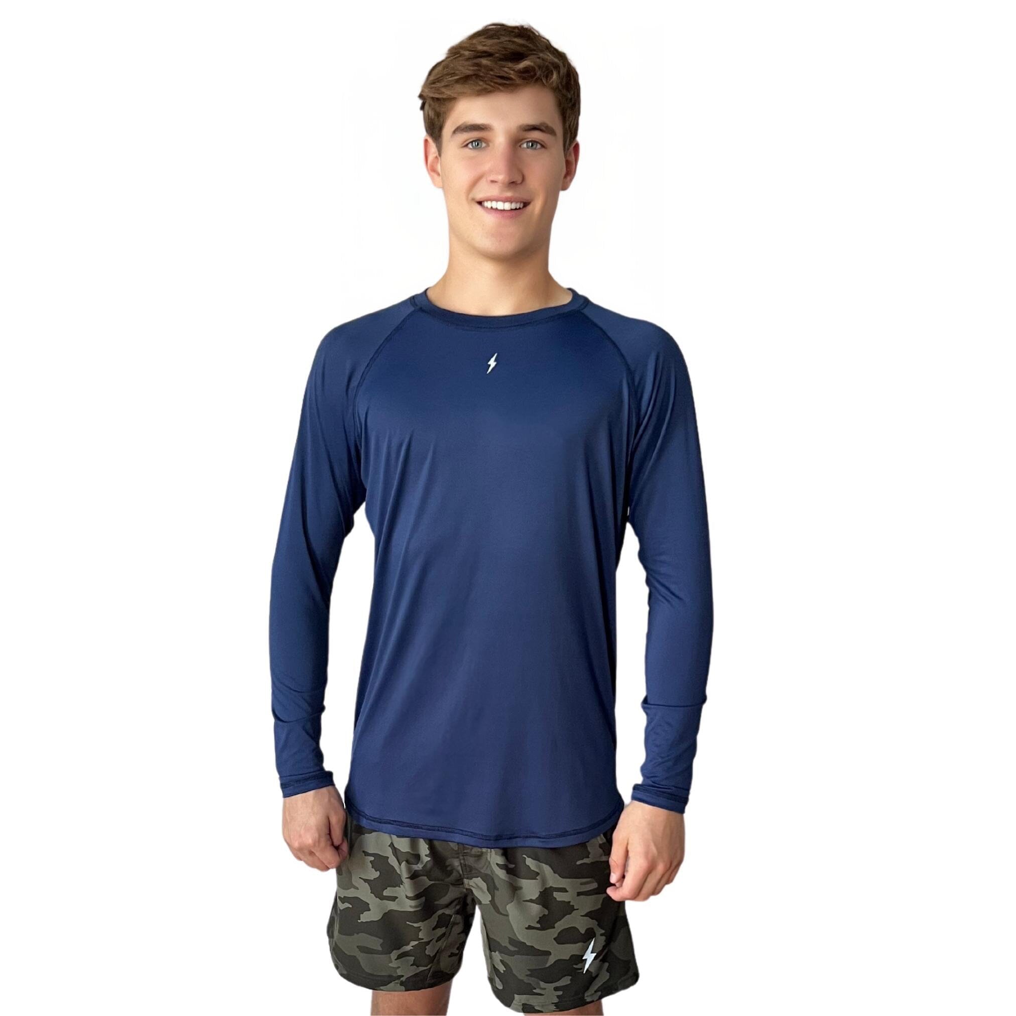 BRUCE BOLT Long Sleeve Performance T-Shirt with Reflective Bolt - NAVY- quickbuy