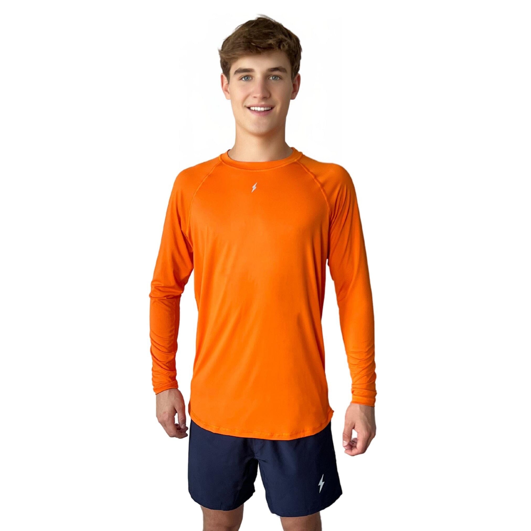 BRUCE BOLT Long Sleeve Performance T-Shirt with Reflective Bolt - ORANGE- quickbuy