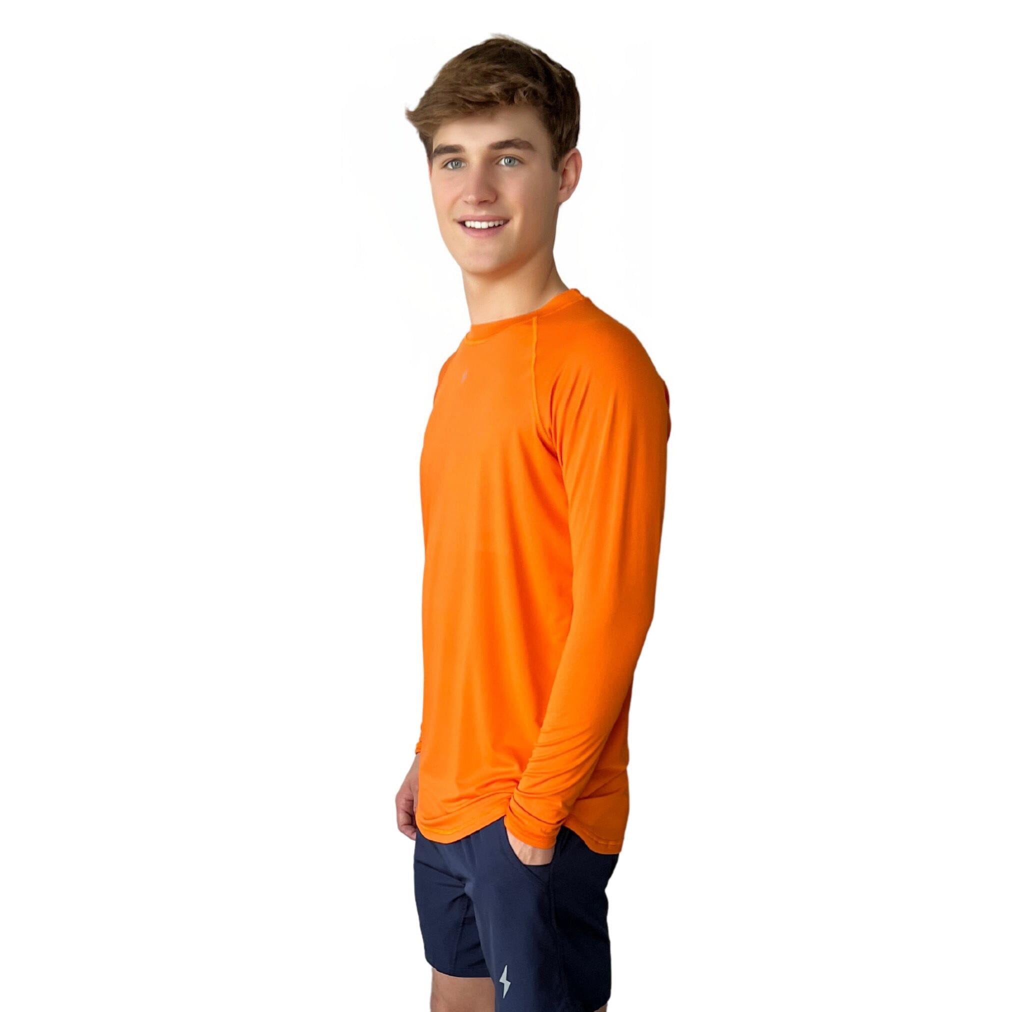 BRUCE BOLT Long Sleeve Performance T-Shirt with Reflective Bolt - ORANGE- quickbuy