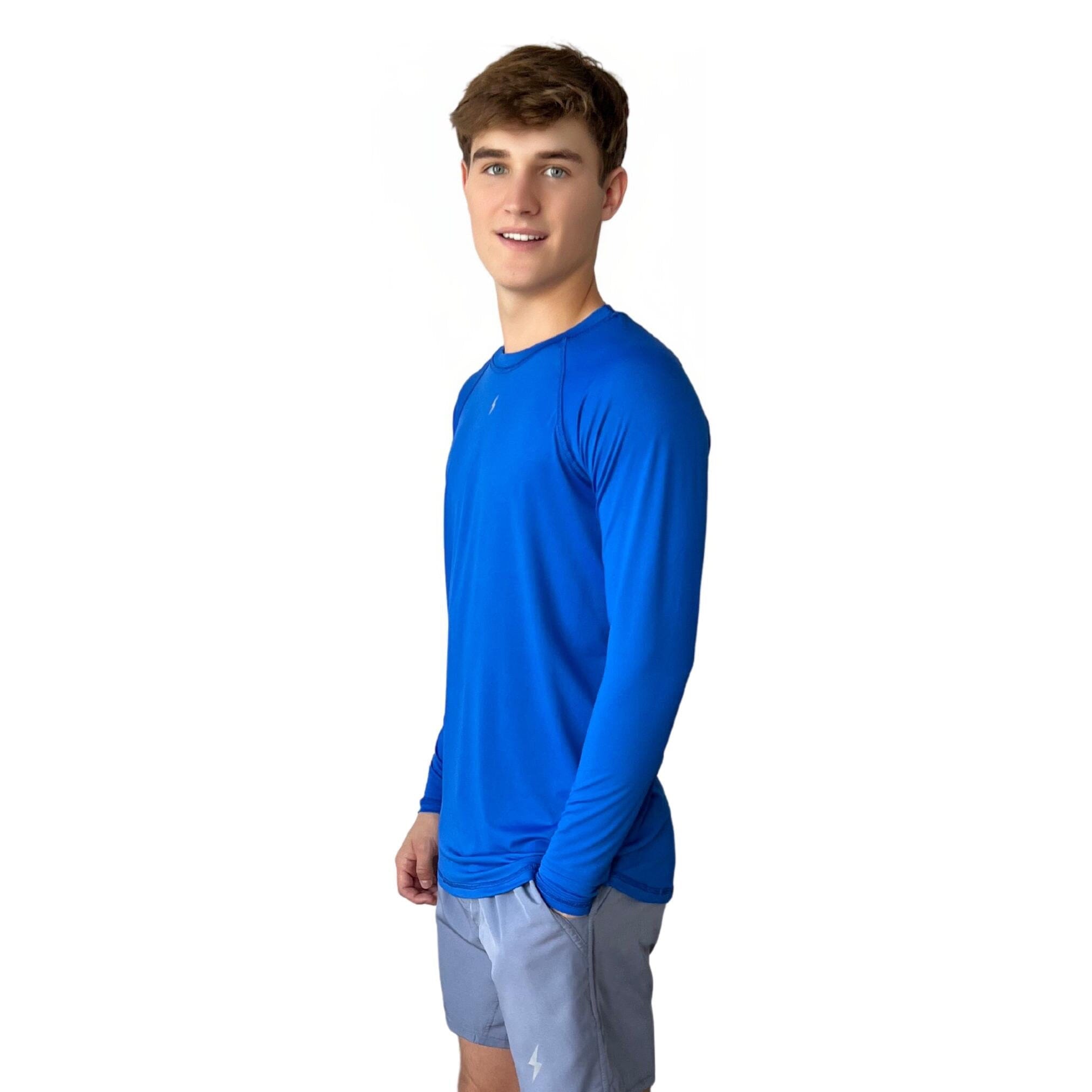 BRUCE BOLT Long Sleeve Performance T-Shirt with Reflective Bolt - ROYAL- quickbuy
