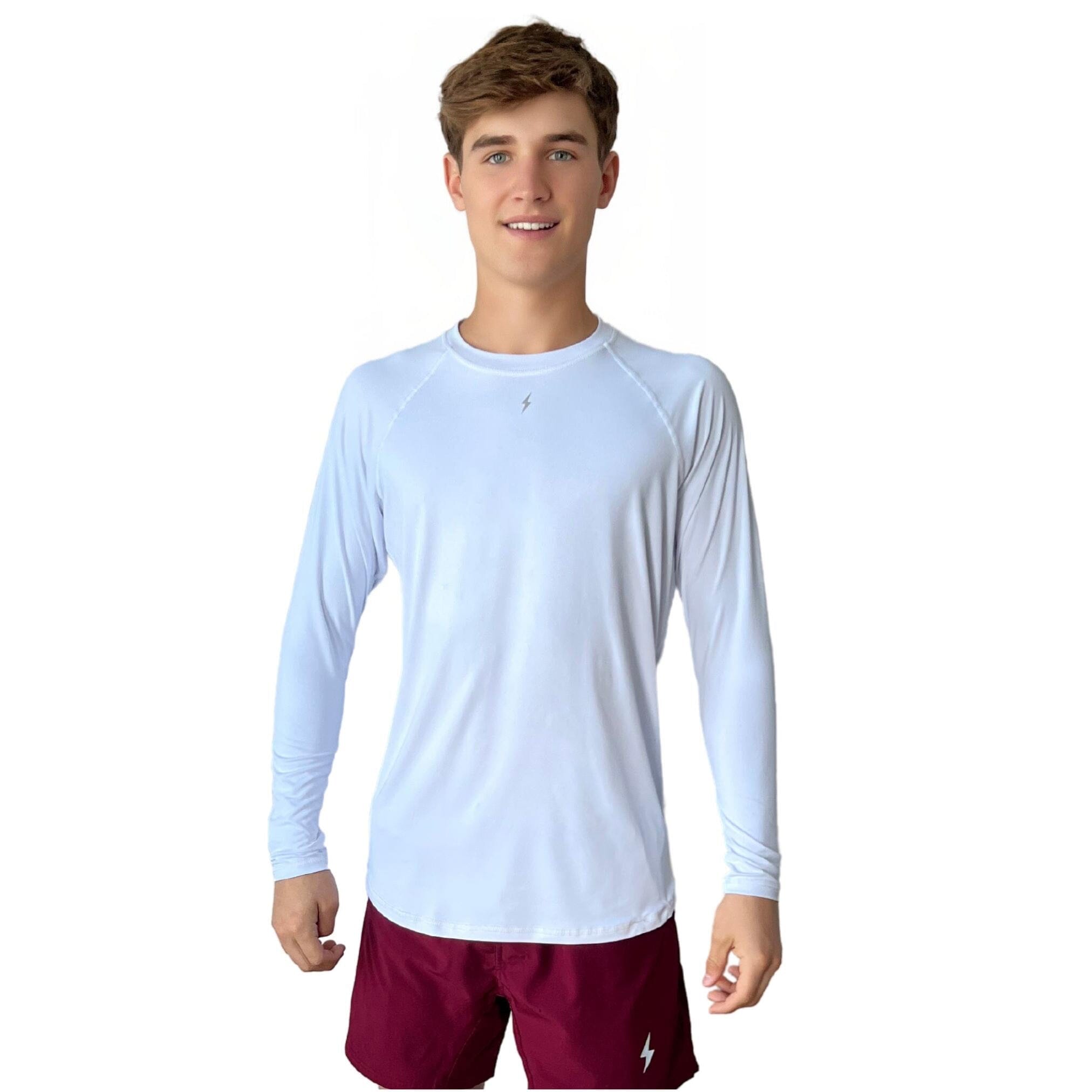 BRUCE BOLT Long Sleeve Performance T-Shirt with Reflective Bolt - WHITE- quickbuy
