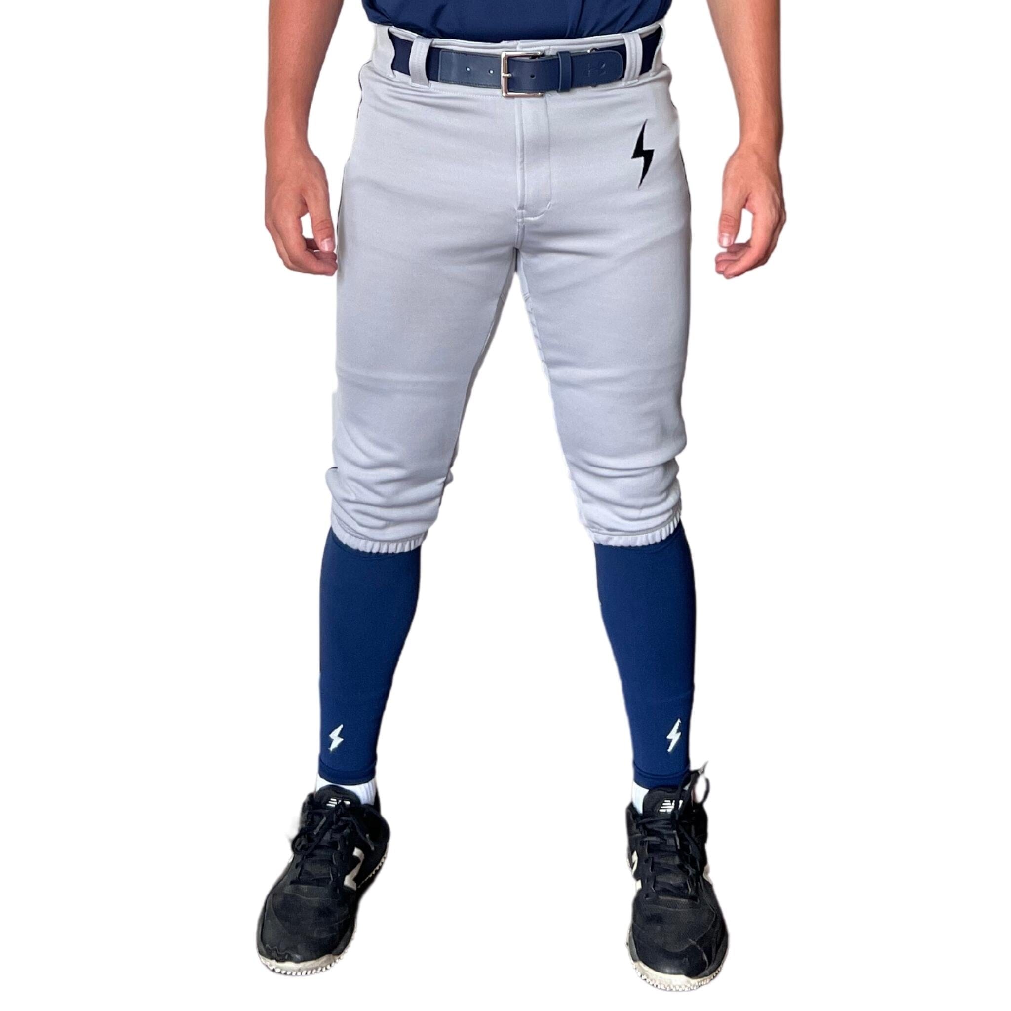 BRUCE BOLT Premium Pro Baseball Knicker - GREY w/ Navy- quickbuy