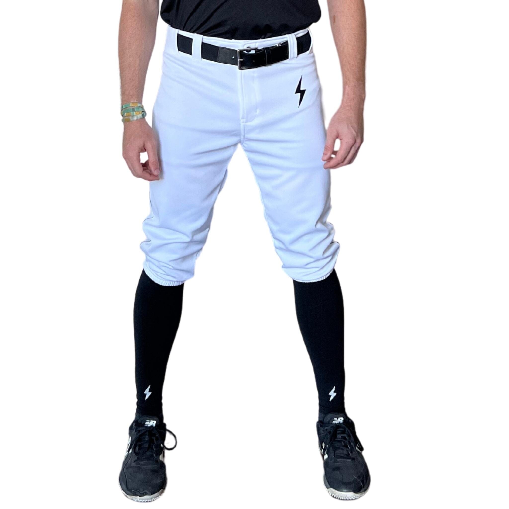 BRUCE BOLT Premium Pro Baseball Knicker - WHITE w/ Black- quickbuy