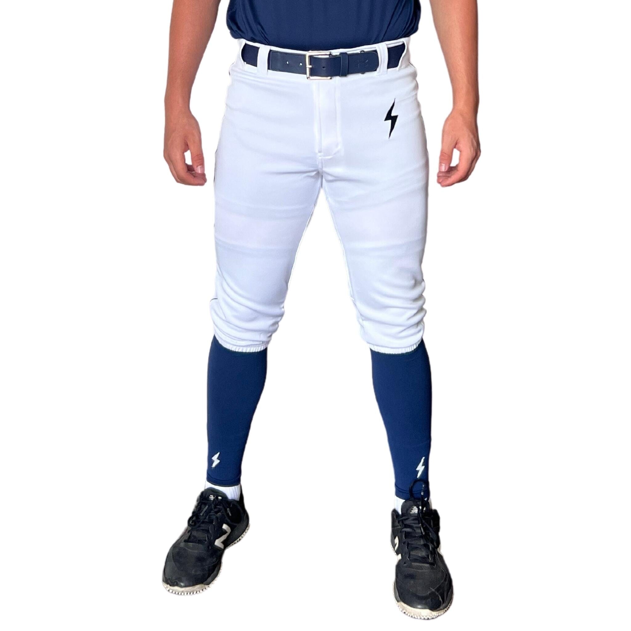 BRUCE BOLT Premium Pro Baseball Knicker - WHITE w/ Navy- quickbuy