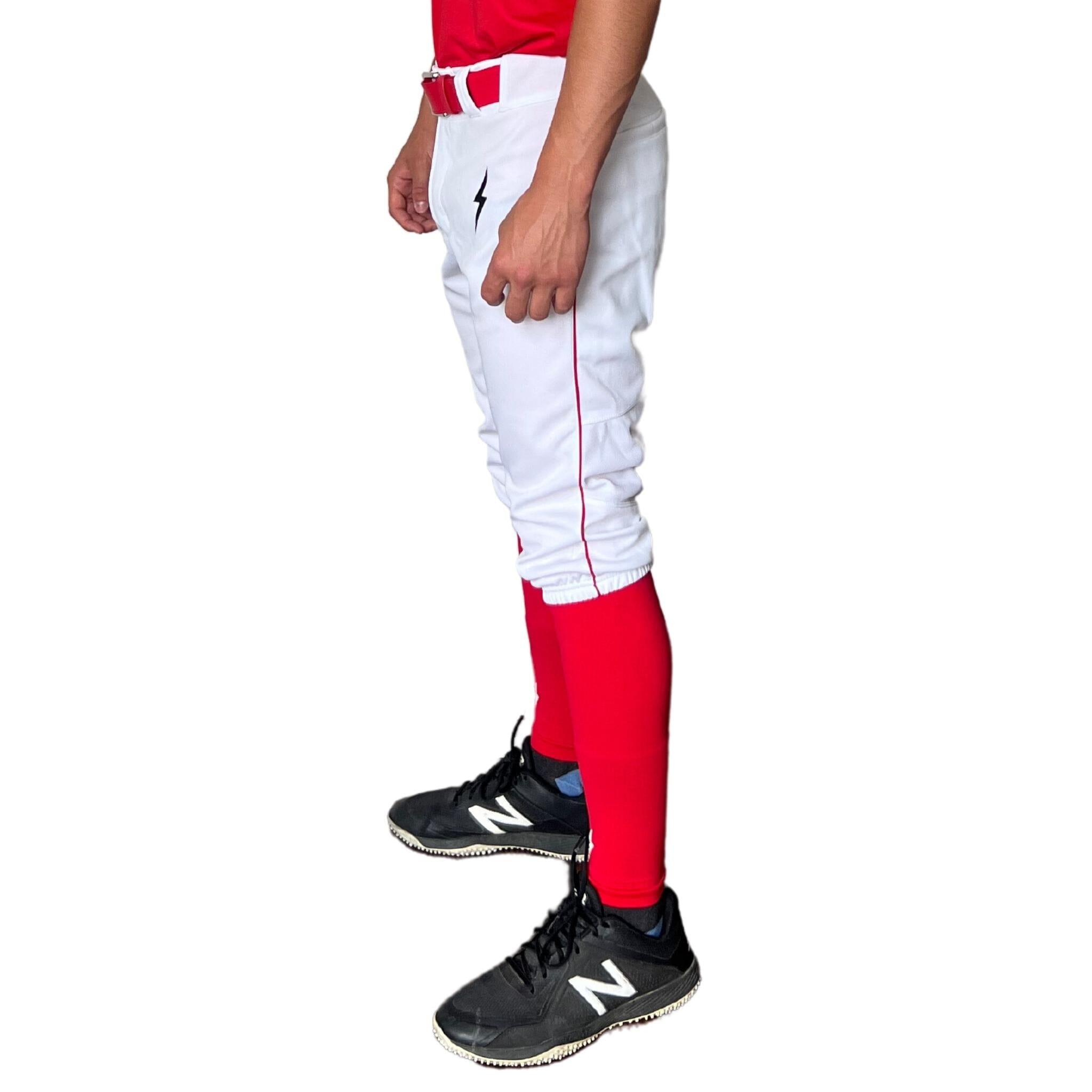 BRUCE BOLT Premium Pro Baseball Knicker - WHITE w/ Red- quickbuy