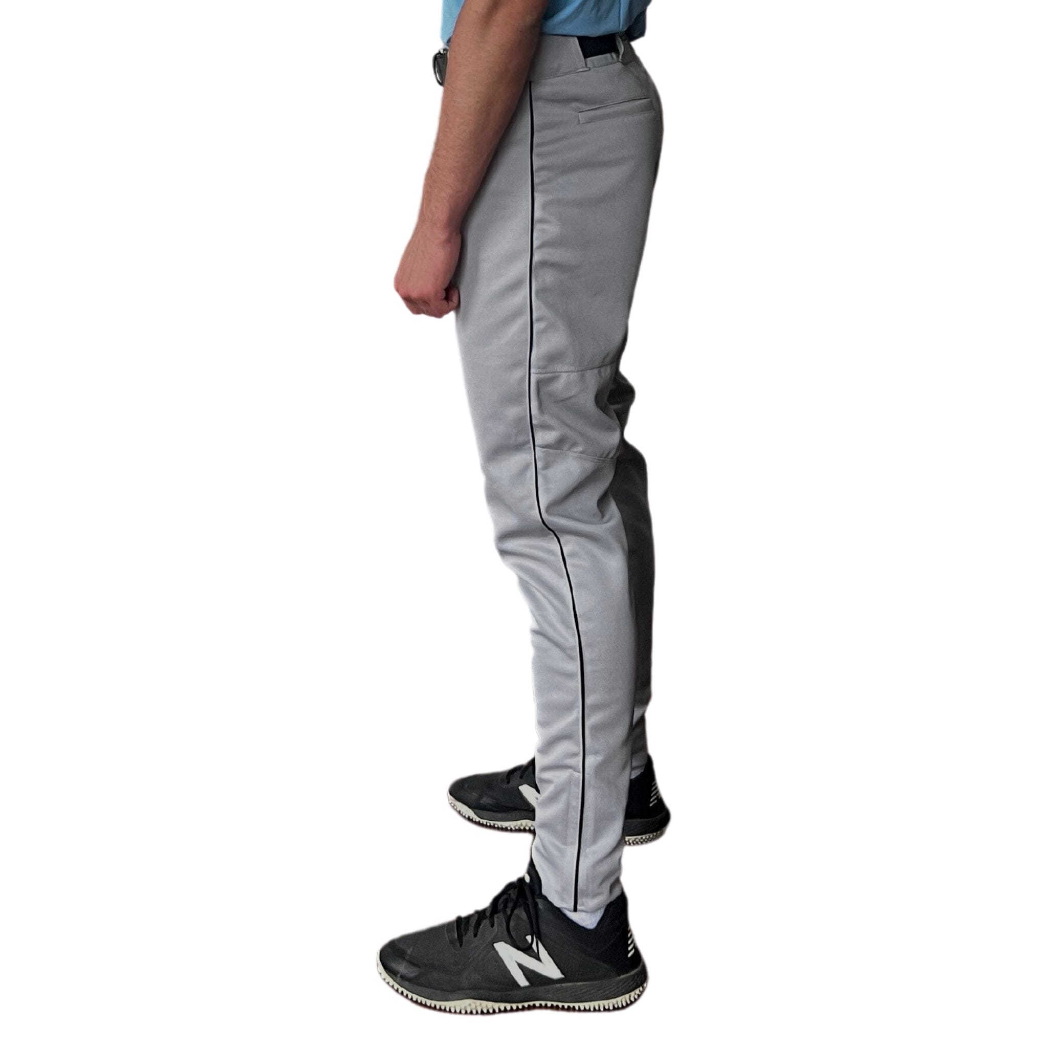 BRUCE BOLT Premium Pro Baseball Pant - GREY w/ Black Piping- quickbuy