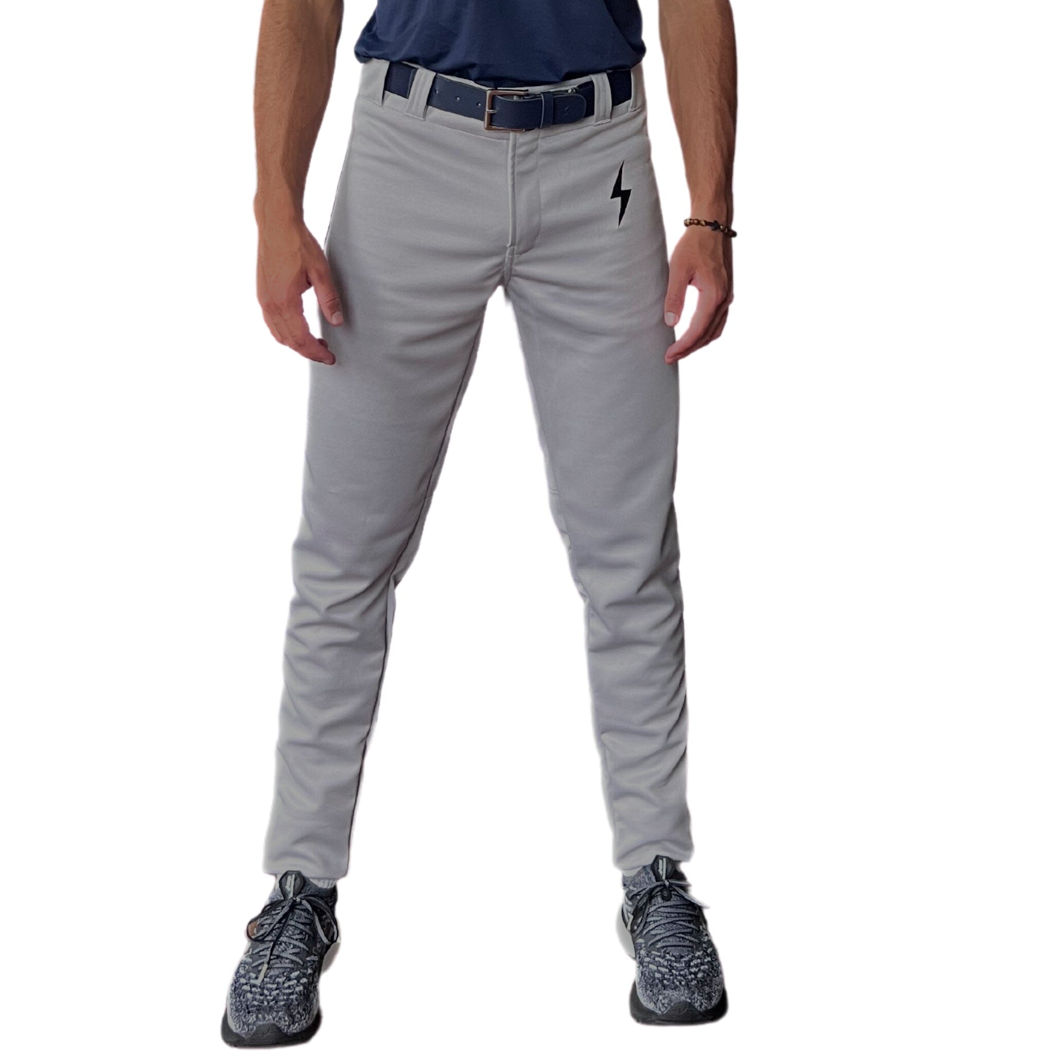 BRUCE BOLT Premium Pro Baseball Pant - GREY w/ Navy Piping- quickbuy