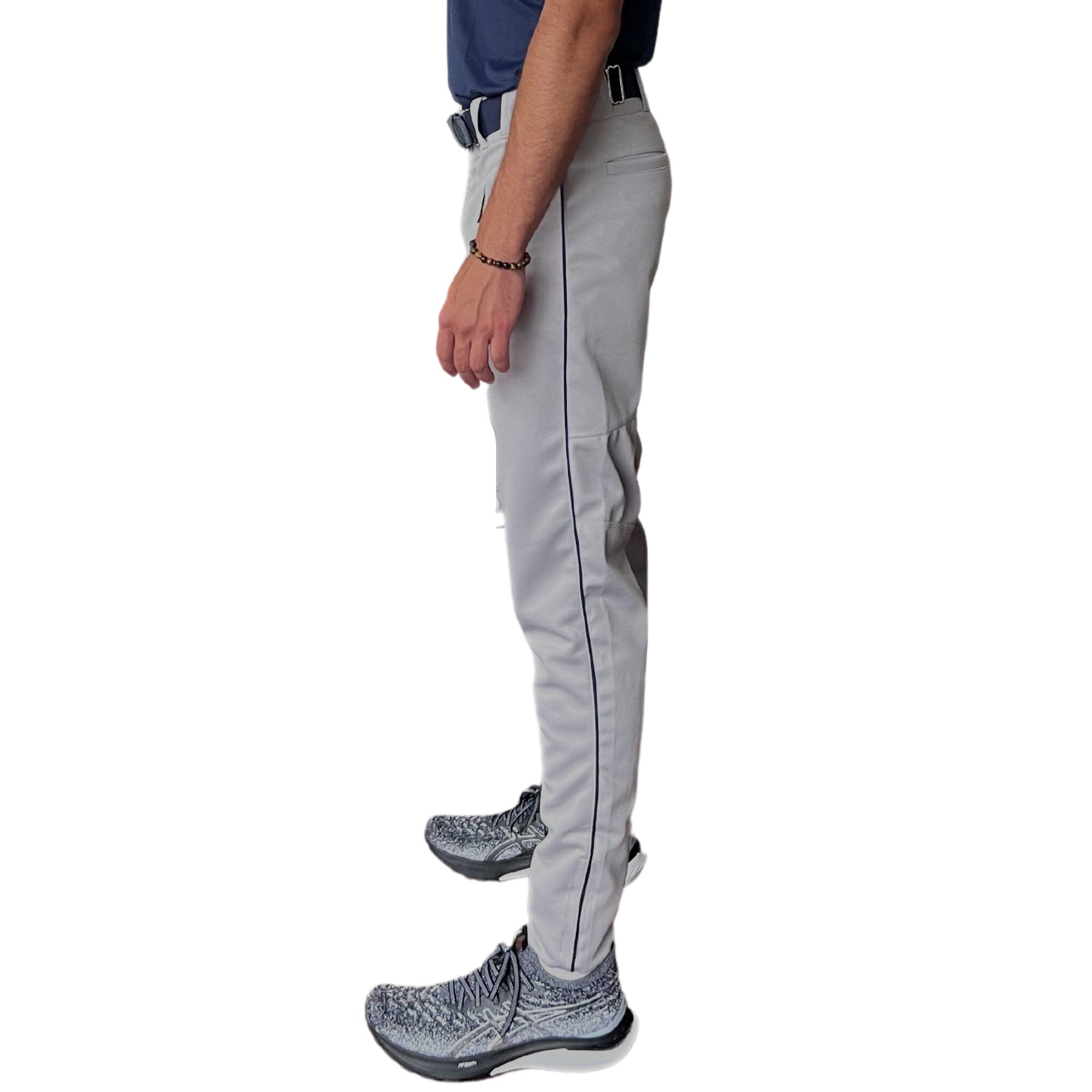 BRUCE BOLT Premium Pro Baseball Pant - GREY w/ Navy Piping- quickbuy