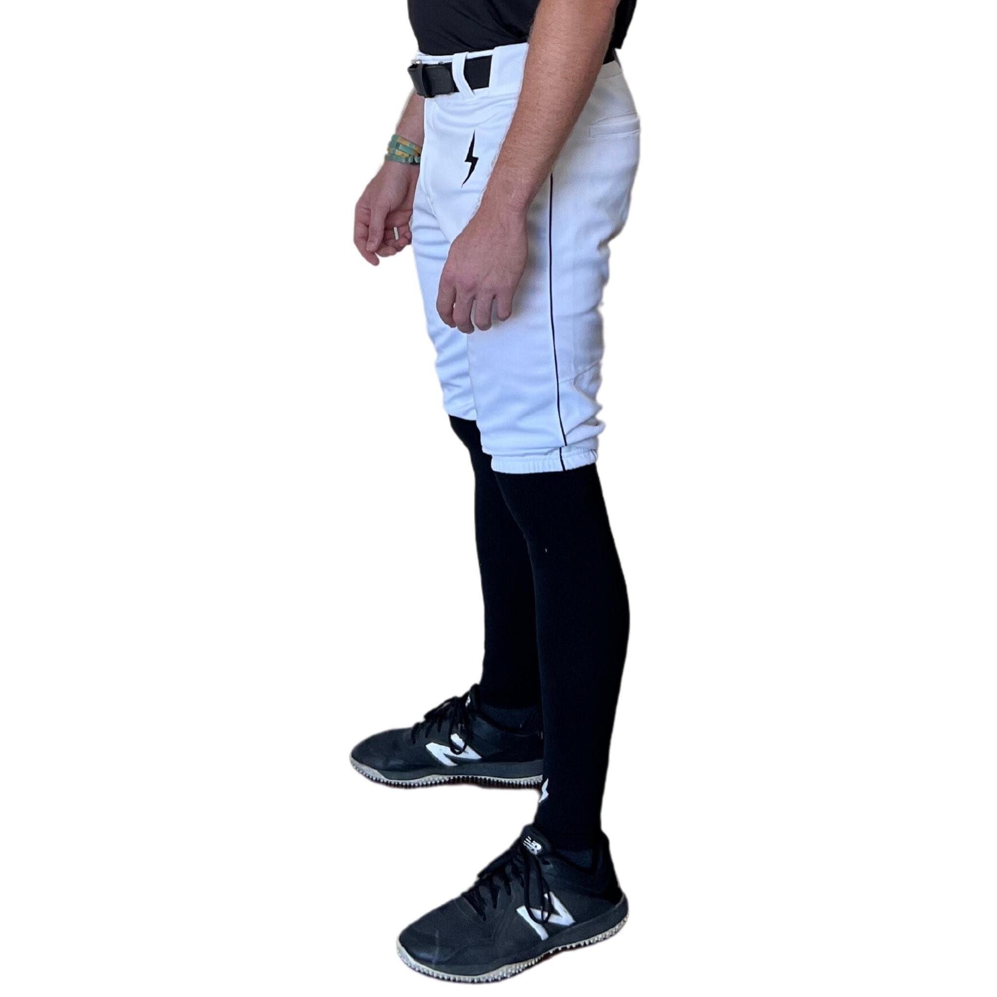 BRUCE BOLT Premium Pro Baseball Short - WHITE w/ Black- quickbuy