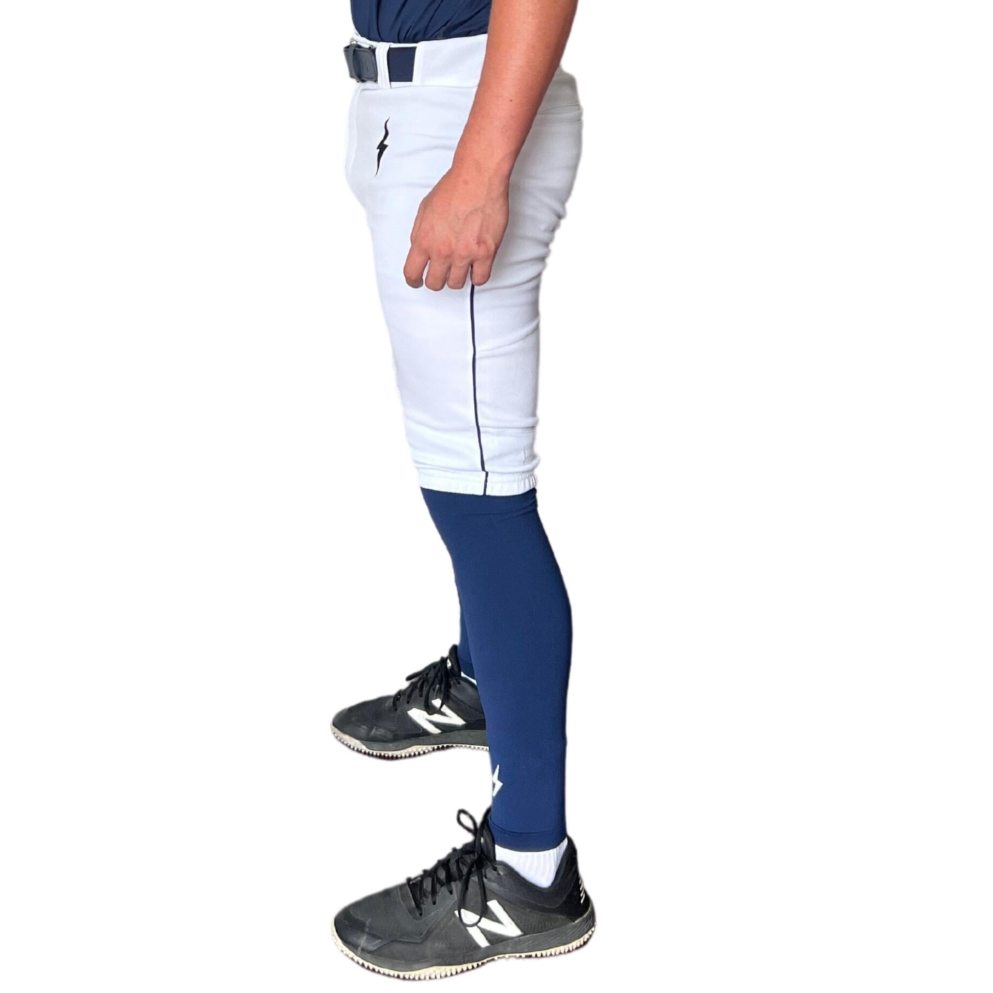 BRUCE BOLT Premium Pro Baseball Short - WHITE w/ Navy- quickbuy