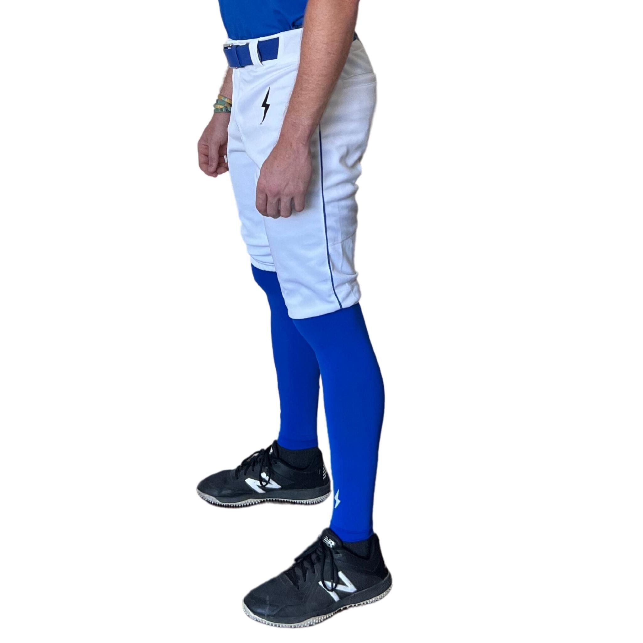 BRUCE BOLT Premium Pro Baseball Short - WHITE w/ Royal- quickbuy