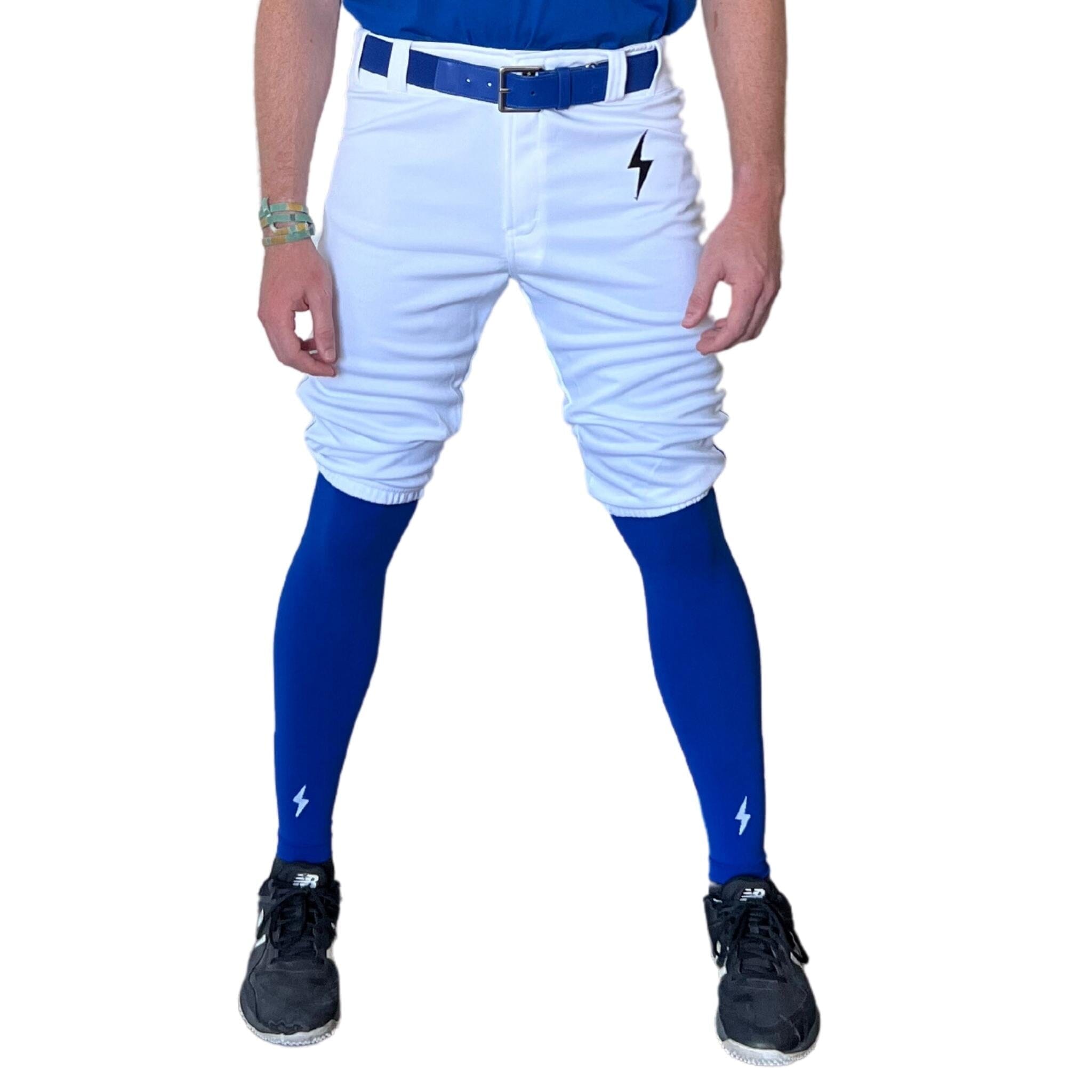 BRUCE BOLT Premium Pro Baseball Short - WHITE w/ Royal- quickbuy