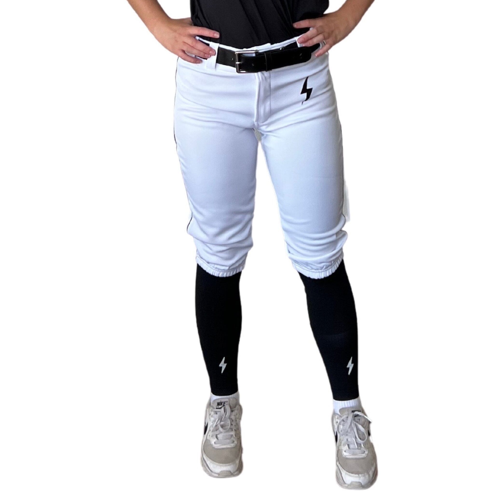 BRUCE BOLT Premium Pro Softball Knicker - WHITE w/ Black- thumb 4