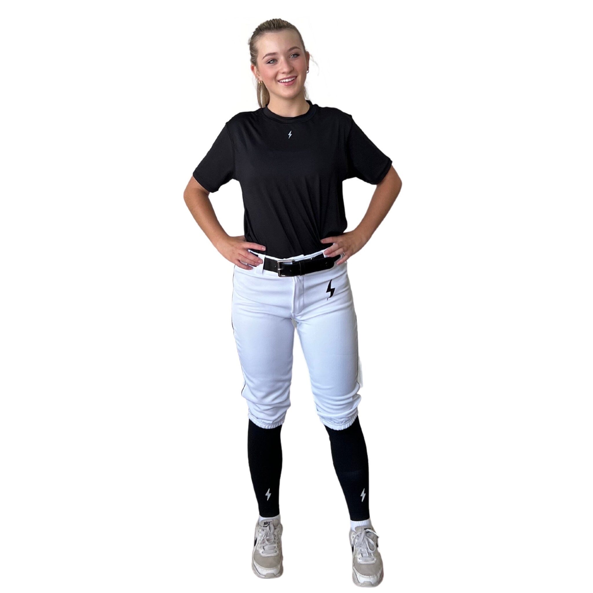 BRUCE BOLT Premium Pro Softball Knicker - WHITE w/ Black- quickbuy