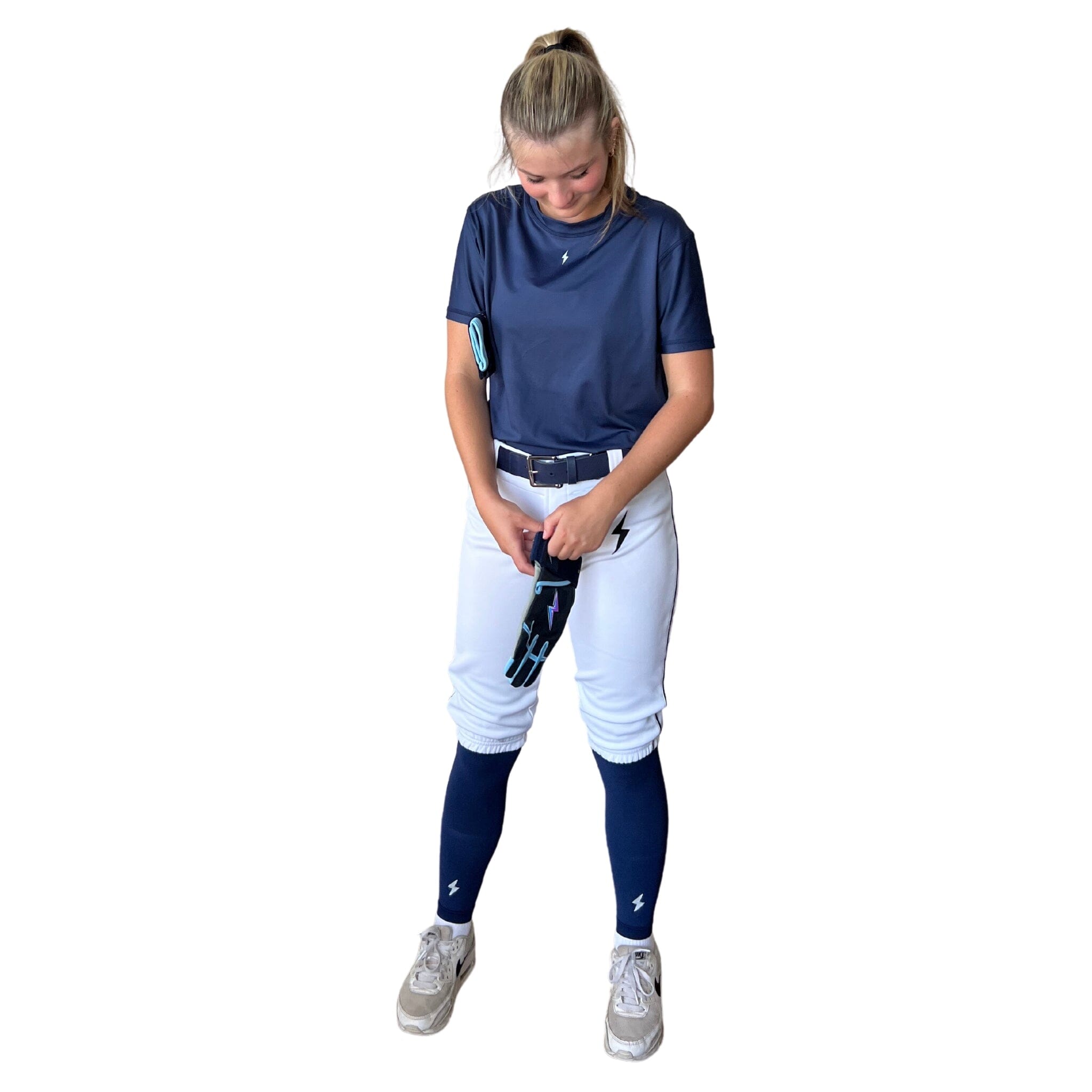 BRUCE BOLT Premium Pro Softball Knicker - WHITE w/ Navy- thumb 5