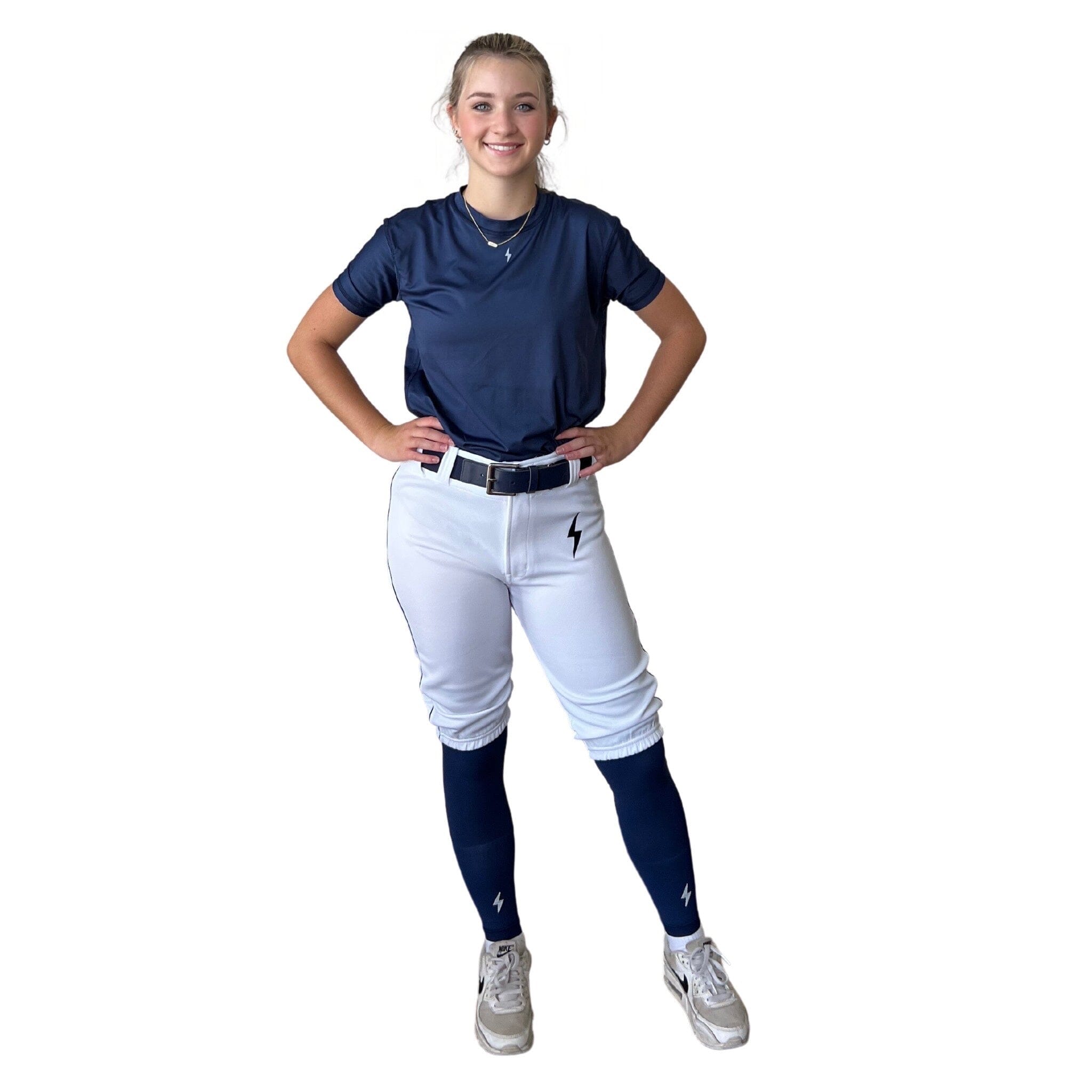 BRUCE BOLT Premium Pro Softball Knicker - WHITE w/ Navy- quickbuy