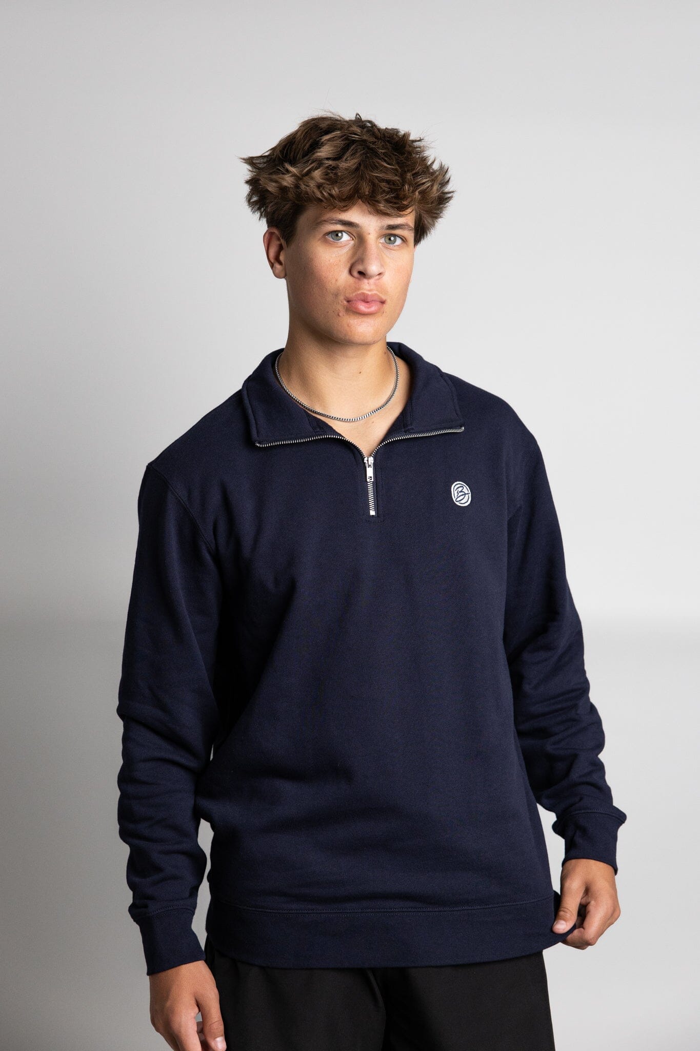 BOLT Crest Quarter-Zip - NAVY- quickbuy