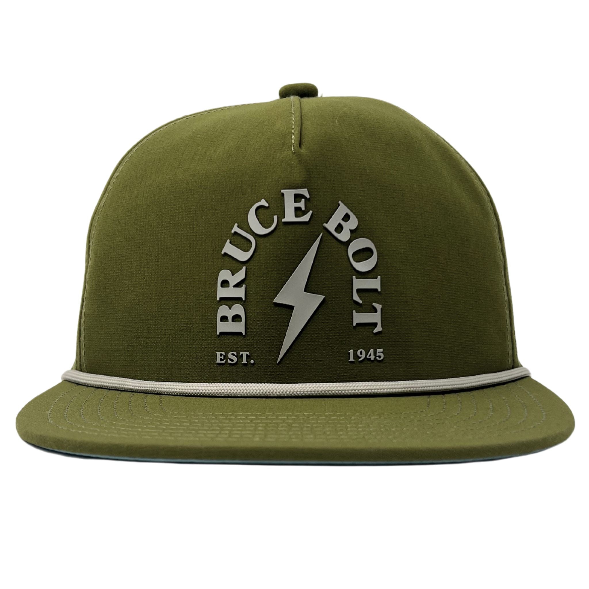 BRUCE BOLT Rope Snapback with Curved Logo - OLIVE- quickbuy