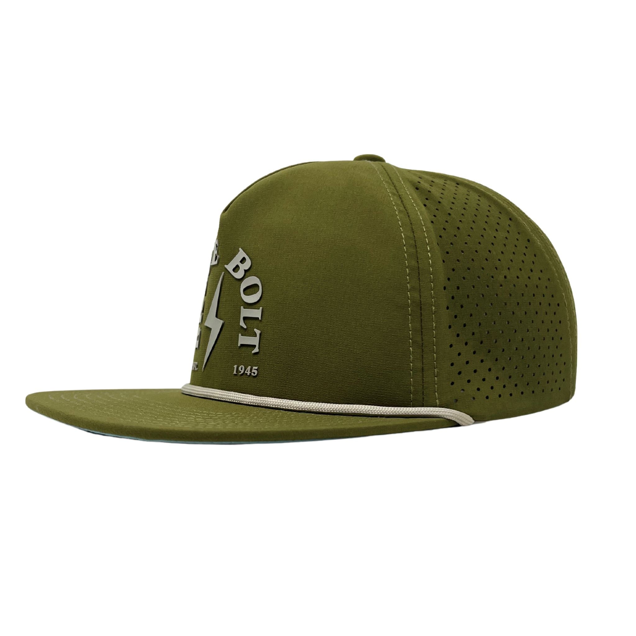 BRUCE BOLT Rope Snapback with Curved Logo - OLIVE- quickbuy