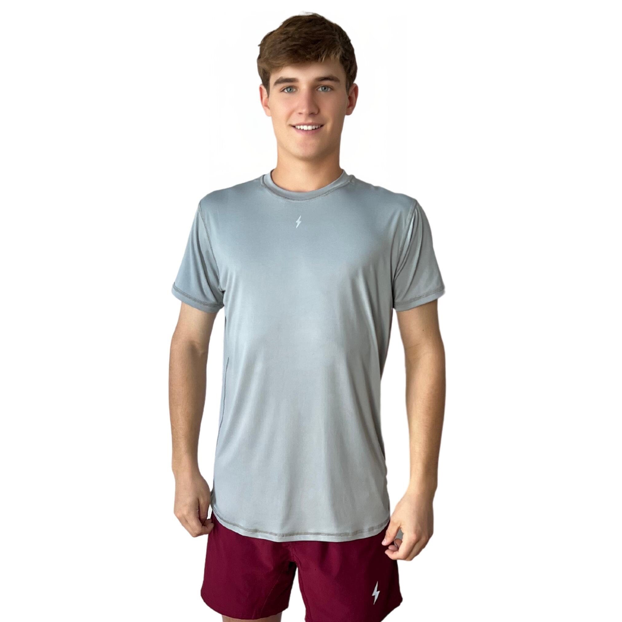 BRUCE BOLT Short Sleeve Performance T-Shirt with Reflective Bolt - DESERT GREY- quickbuy
