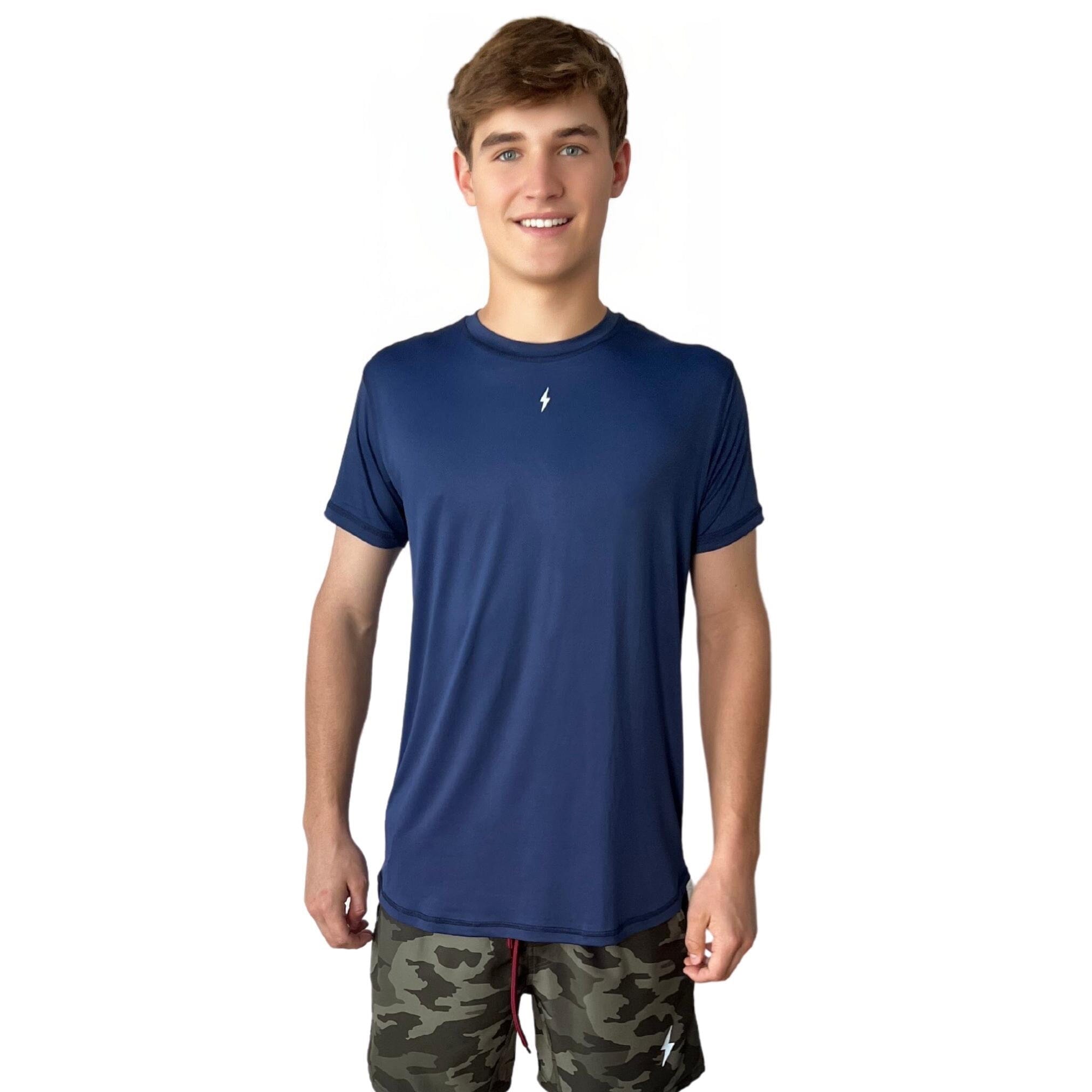 BRUCE BOLT Short Sleeve Performance T-Shirt with Reflective Bolt - NAVY- quickbuy