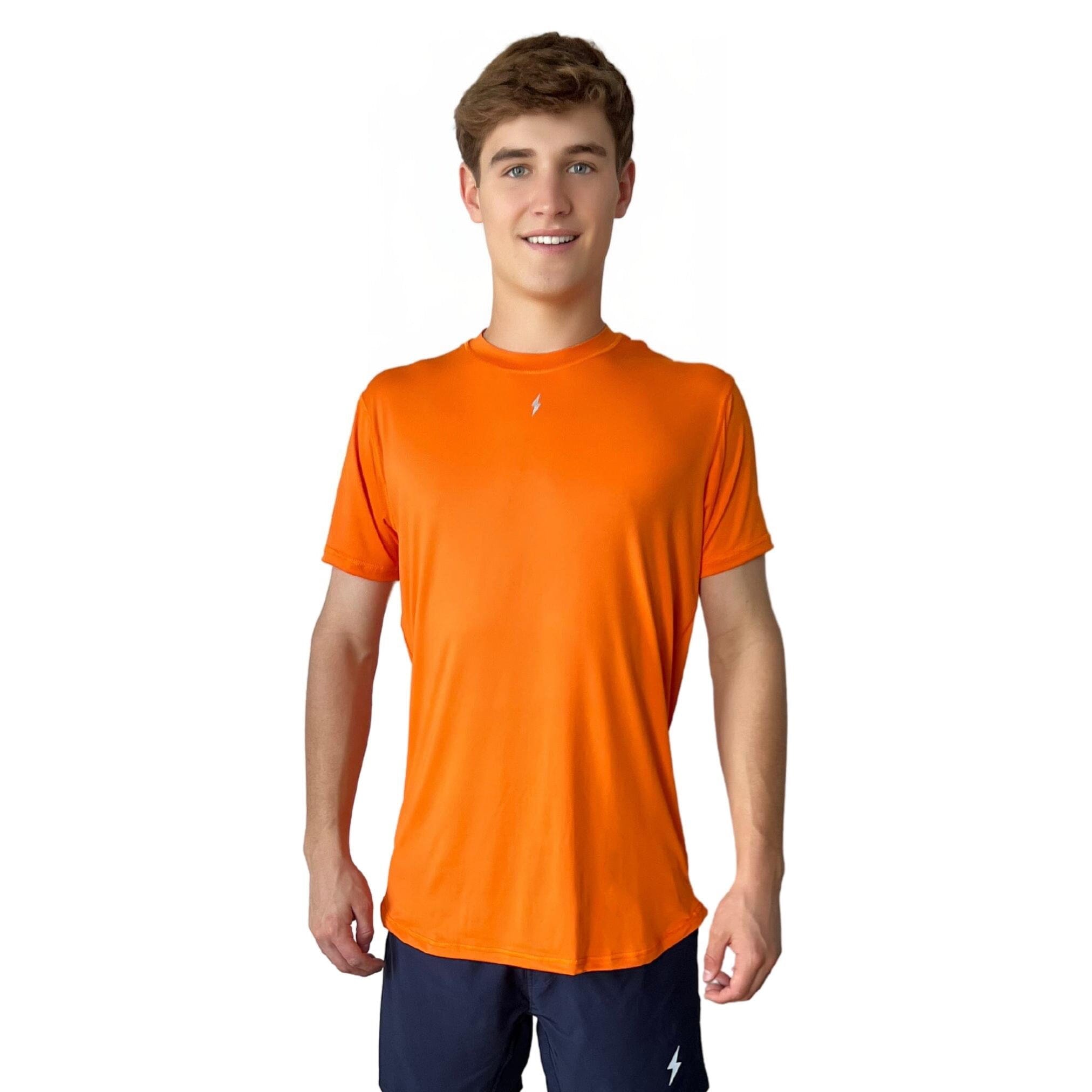 BRUCE BOLT Short Sleeve Performance T-Shirt with Reflective Bolt - ORANGE- quickbuy