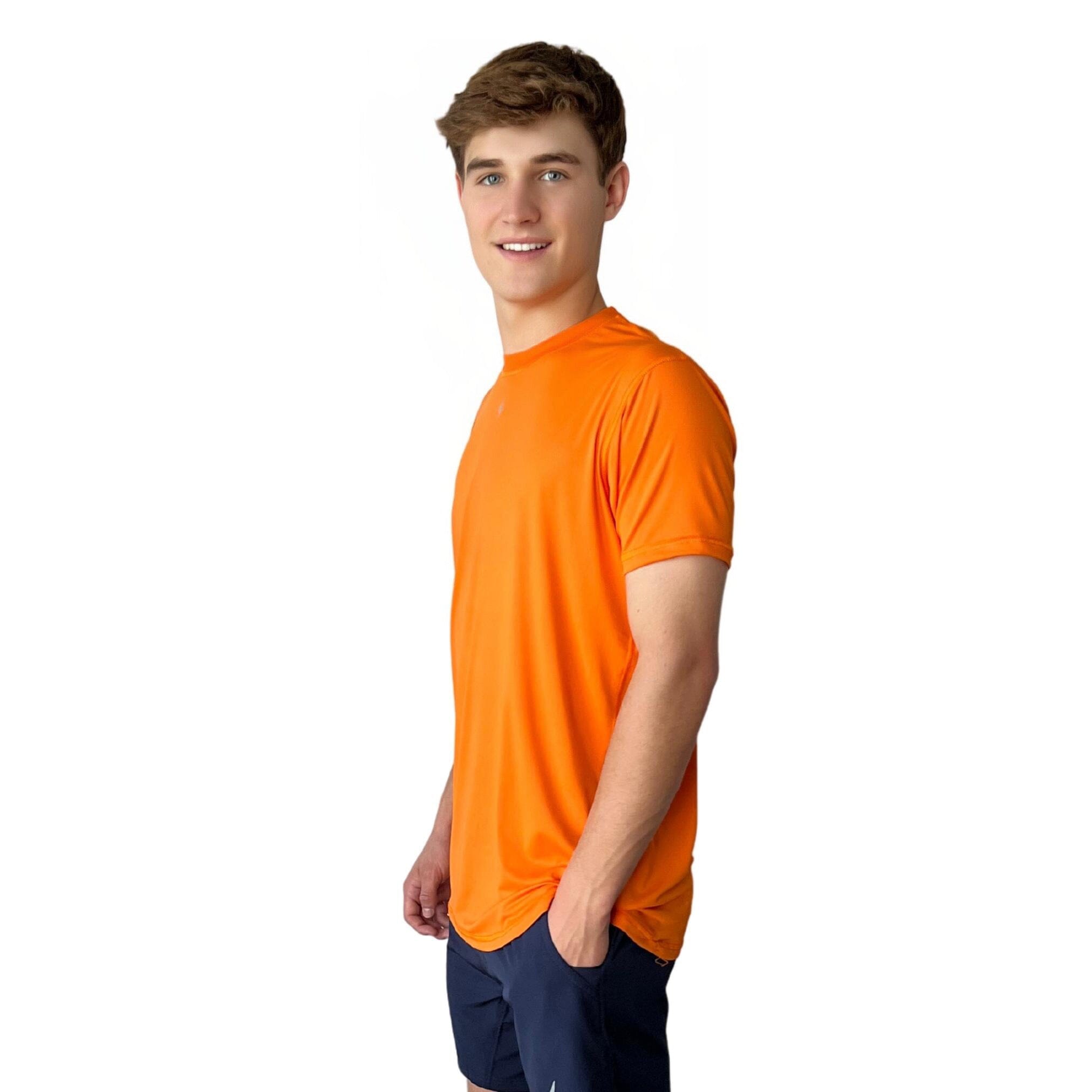BRUCE BOLT Short Sleeve Performance T-Shirt with Reflective Bolt - ORANGE- quickbuy