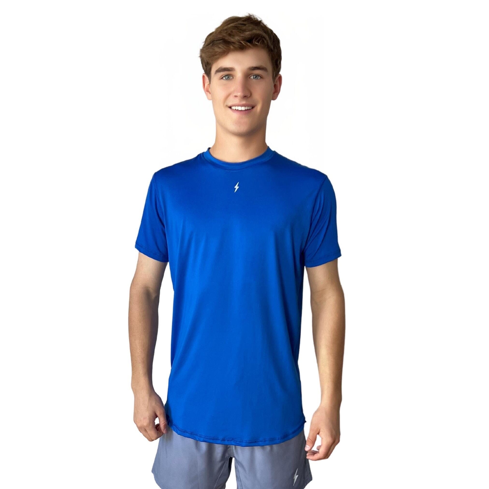 BRUCE BOLT Short Sleeve Performance T-Shirt with Reflective Bolt - ROYAL- quickbuy