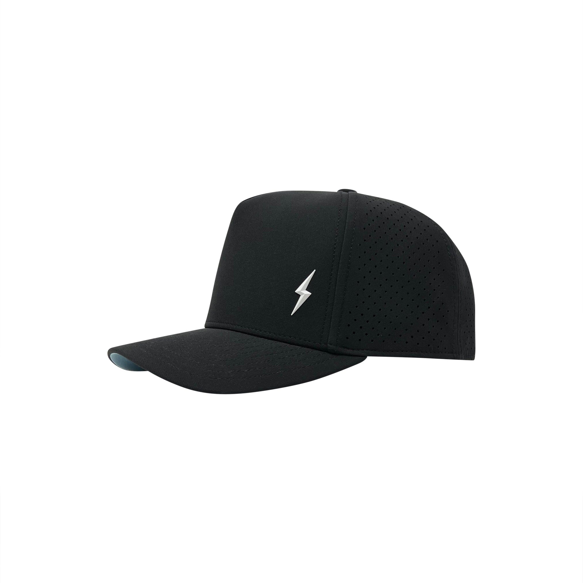 BRUCE BOLT Standard 5-Panel Snapback Hat - BLACK w/ WHITE BOLT- quickbuy