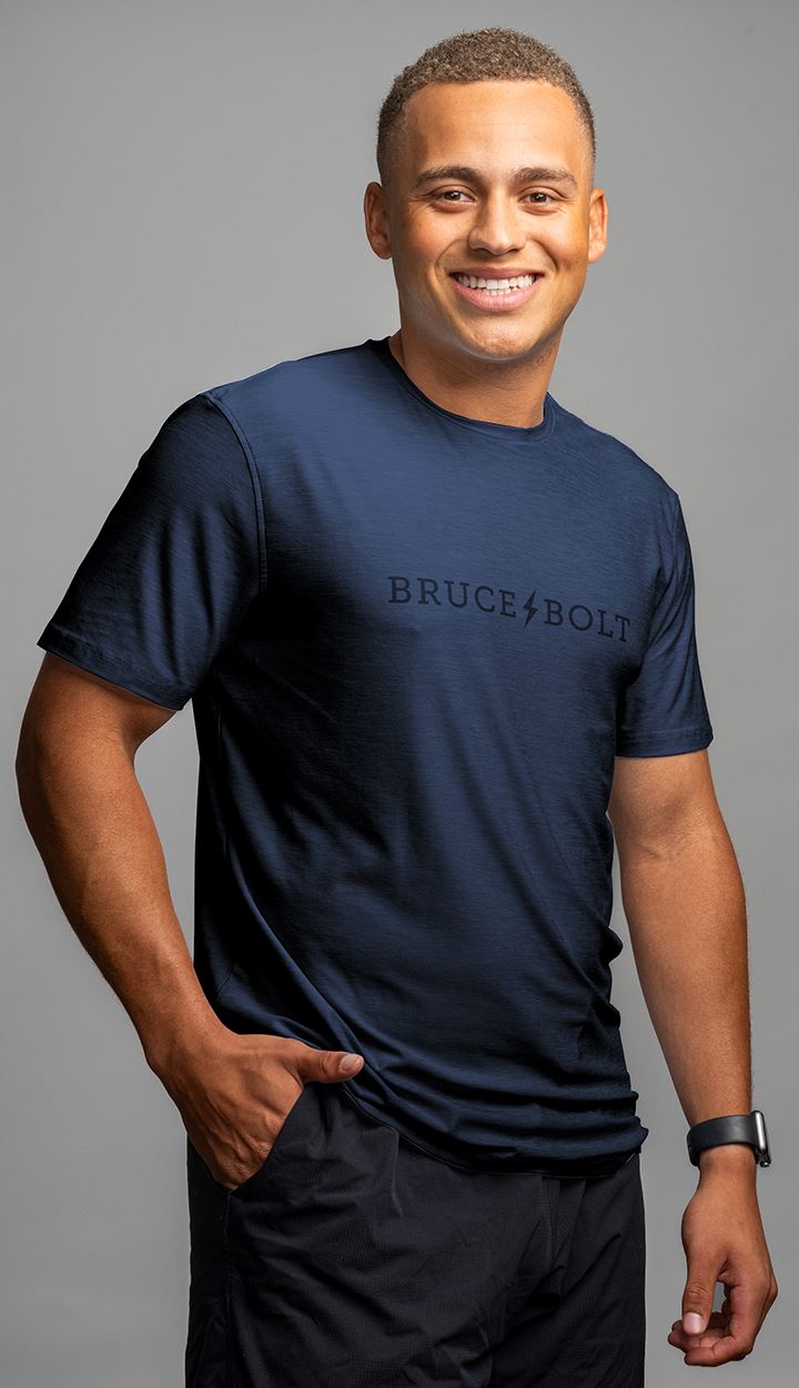 "BRUCE BOLT" SuperSoft T-Shirt - Navy- quickbuy
