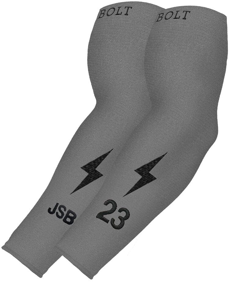 Personalized BRUCE BOLT Graduated Compression Premium Arm Sleeve - GREY- quickbuy