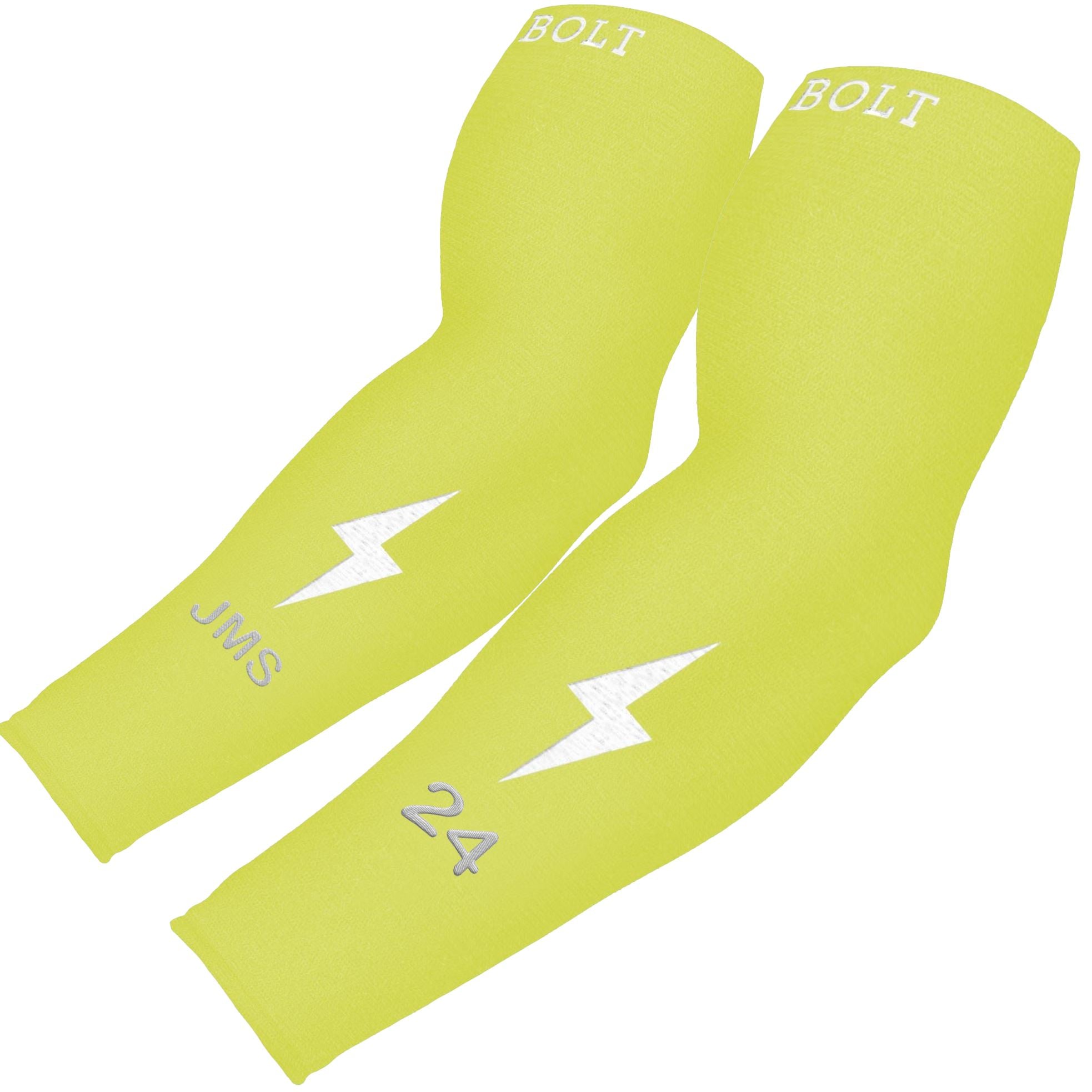 Personalized BRUCE BOLT Graduated Compression Premium Arm Sleeve - NEON YELLOW- quickbuy