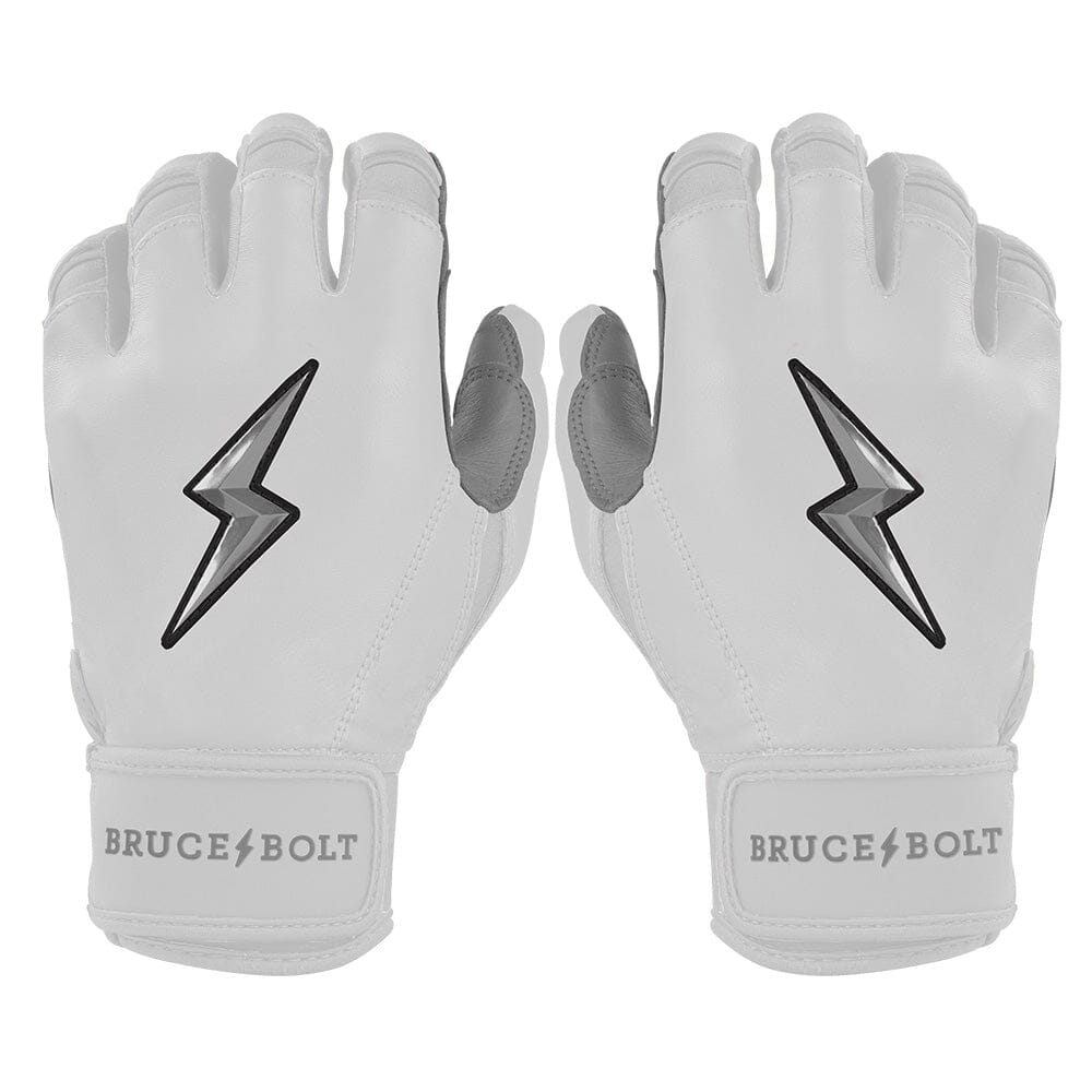 Chrome Series Short Cuff Batting Gloves - White- quickbuy