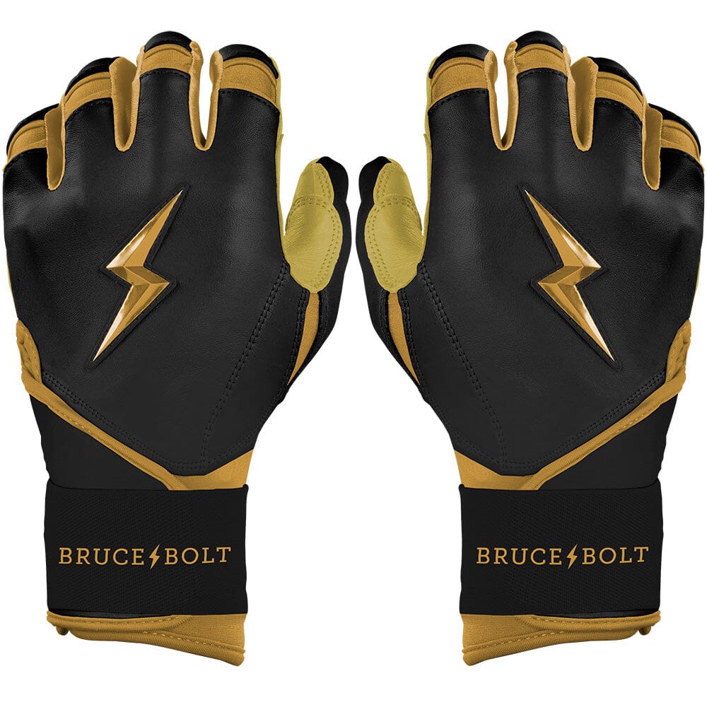 Gold Series Long Cuff Batting Gloves - Black/Gold- quickbuy