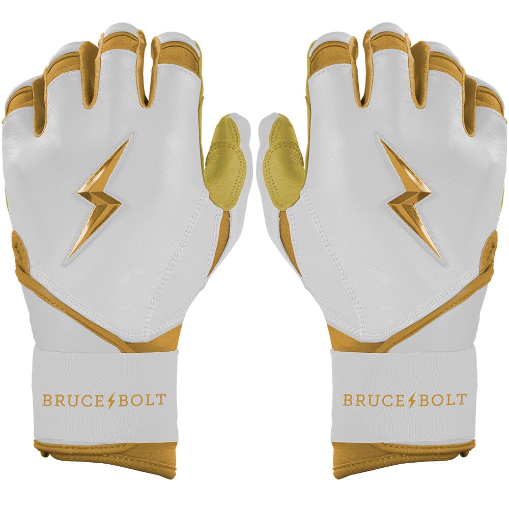 Gold Series Long Cuff Batting Gloves - White/Gold- quickbuy