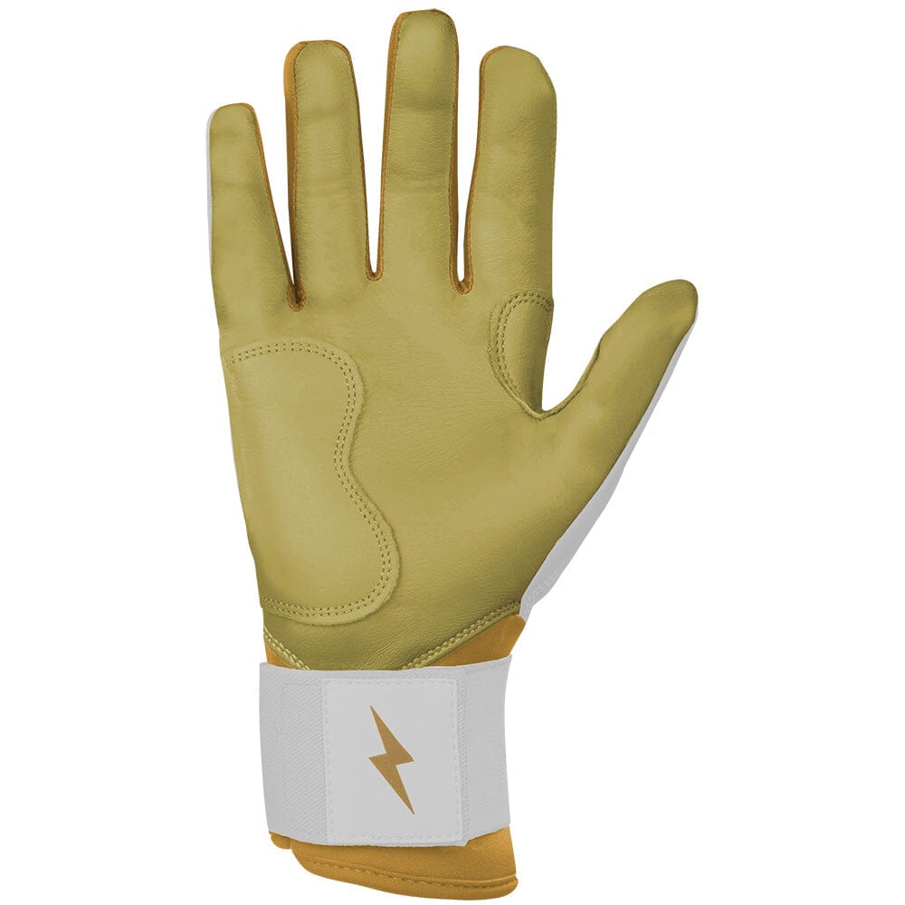Gold Series Long Cuff Batting Gloves - White/Gold- quickbuy