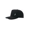 BRUCE BOLT Standard 5-Panel Snapback Hat - BLACK w/ WHITE BOLT