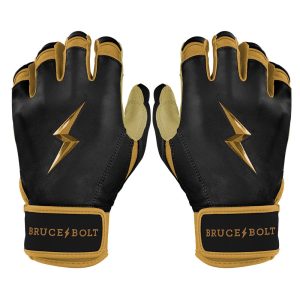 PREMIUM PRO GOLD SERIES Short Cuff Batting Gloves - Gold BLACK