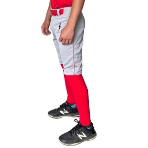 BRUCE BOLT Premium Pro Baseball Short - GREY w/ Red