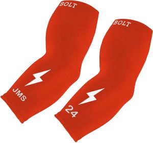Personalized BRUCE BOLT Graduated Compression Premium 3/4 Arm Sleeve -  CALIENTE RED
